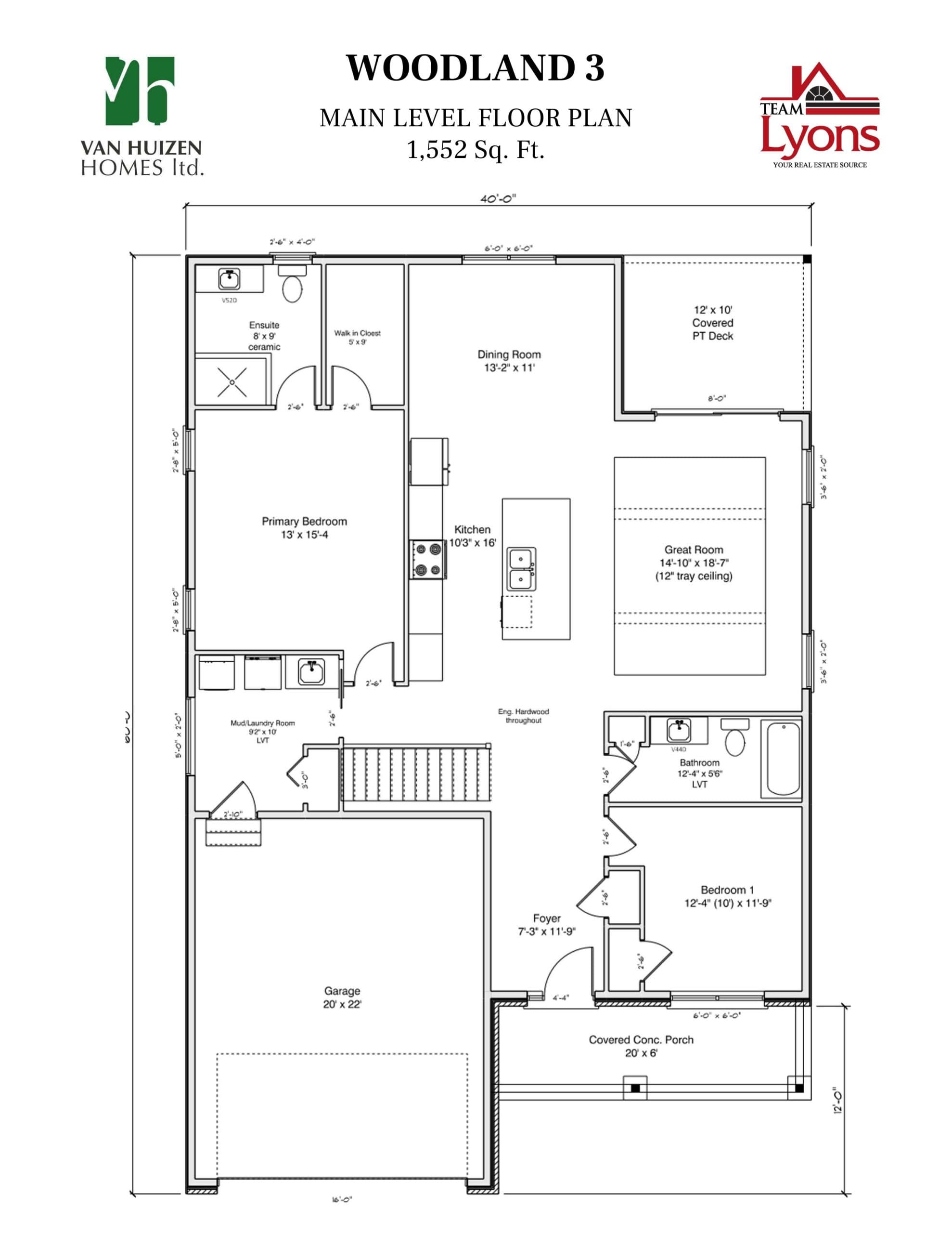 Woodland 3 Floor Plan at Woodland Heights Homes - 1552 sq.ft