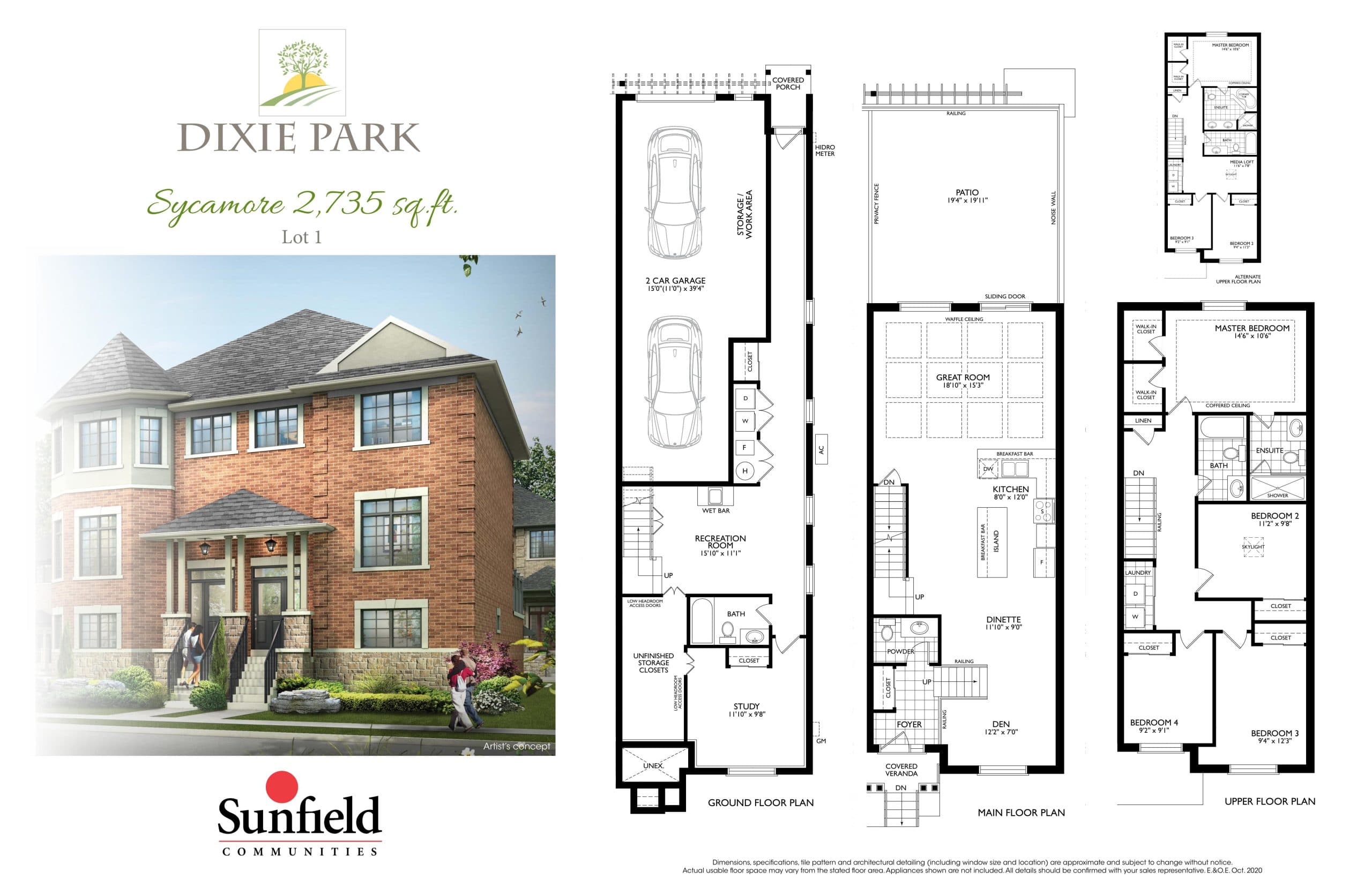 Sycamore Floor Plan at Dixie Park Towns - 2735 sq.ft