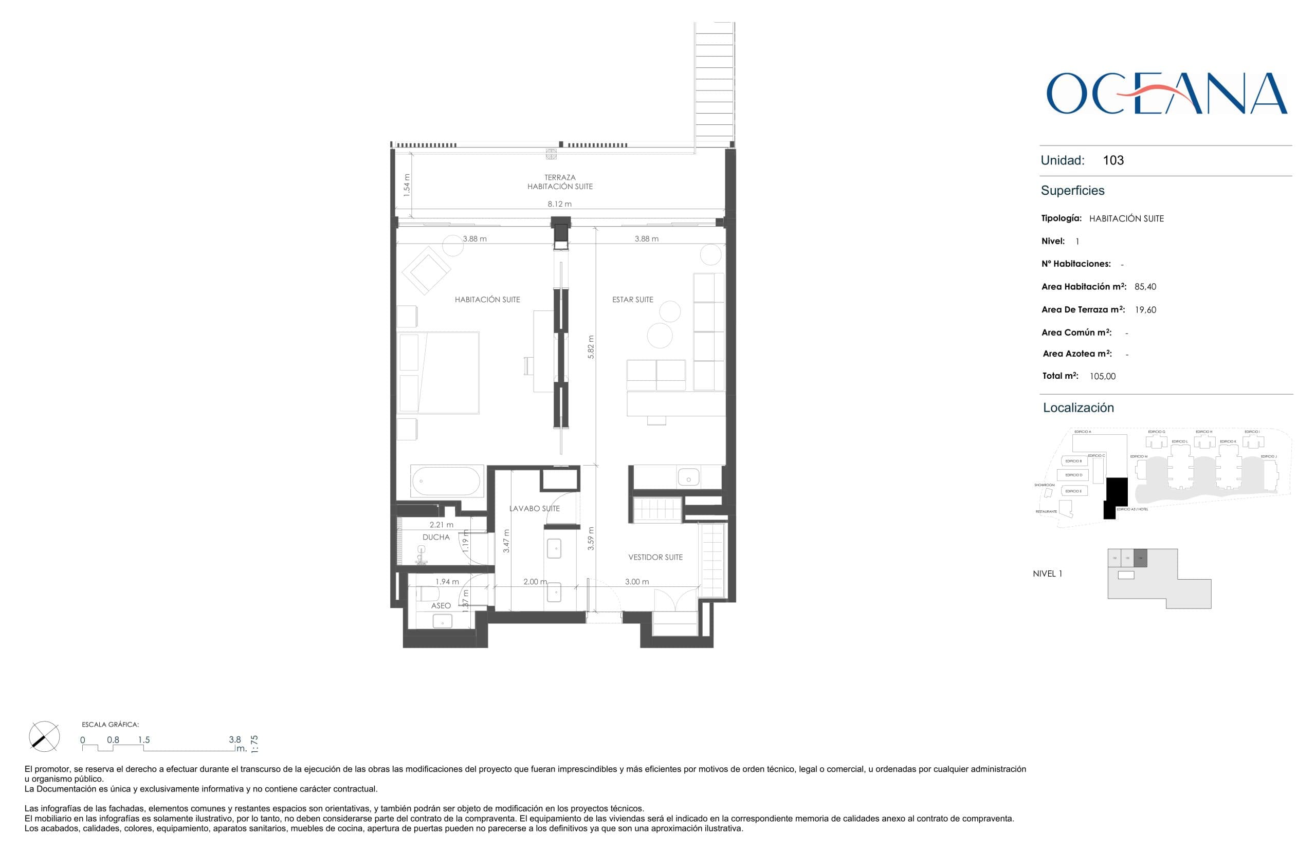 103 Floor Plan at Oceana Hotel - 919 sq.ft
