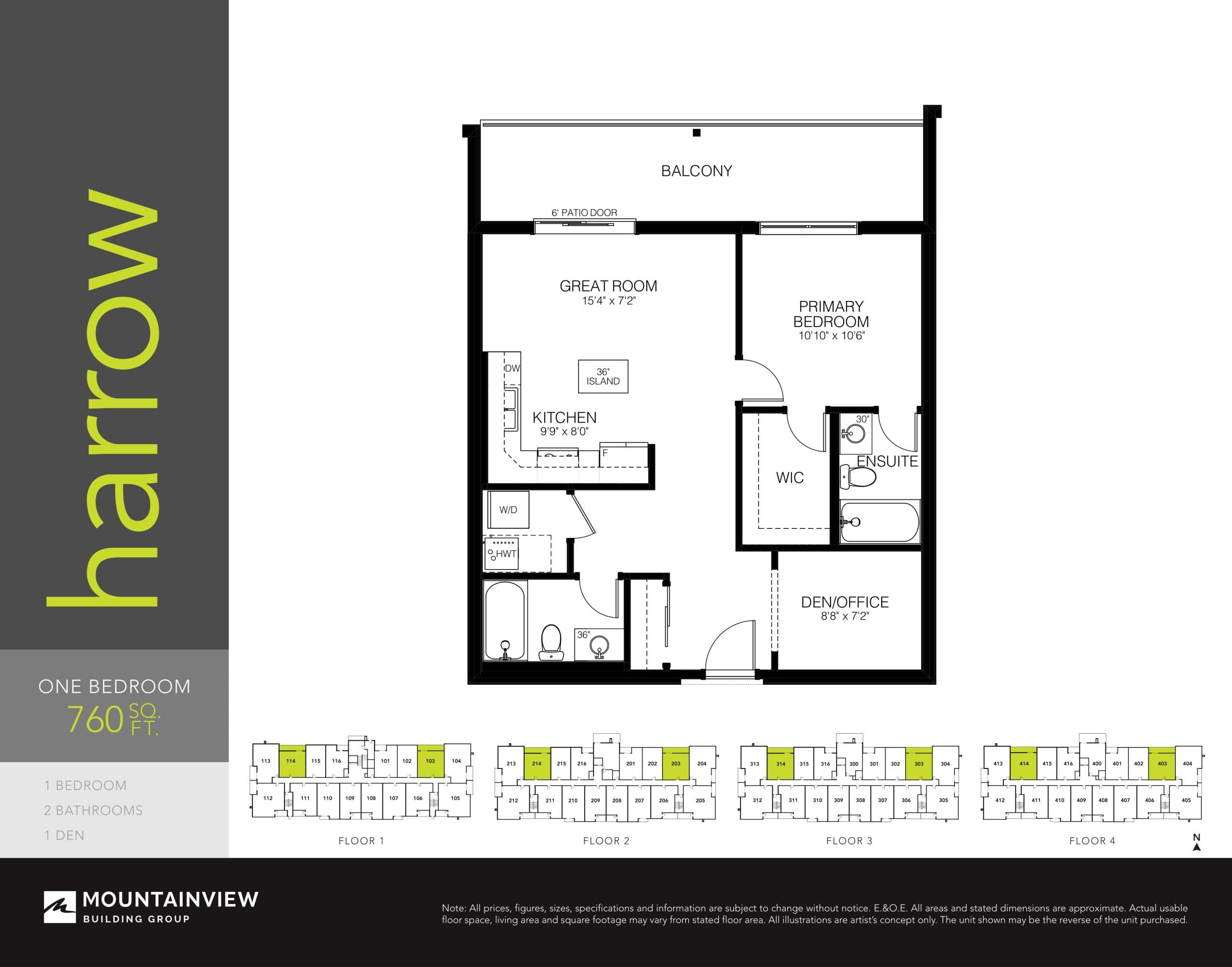Harrow Floor Plan at One Fonthill Condos - 760 sq.ft