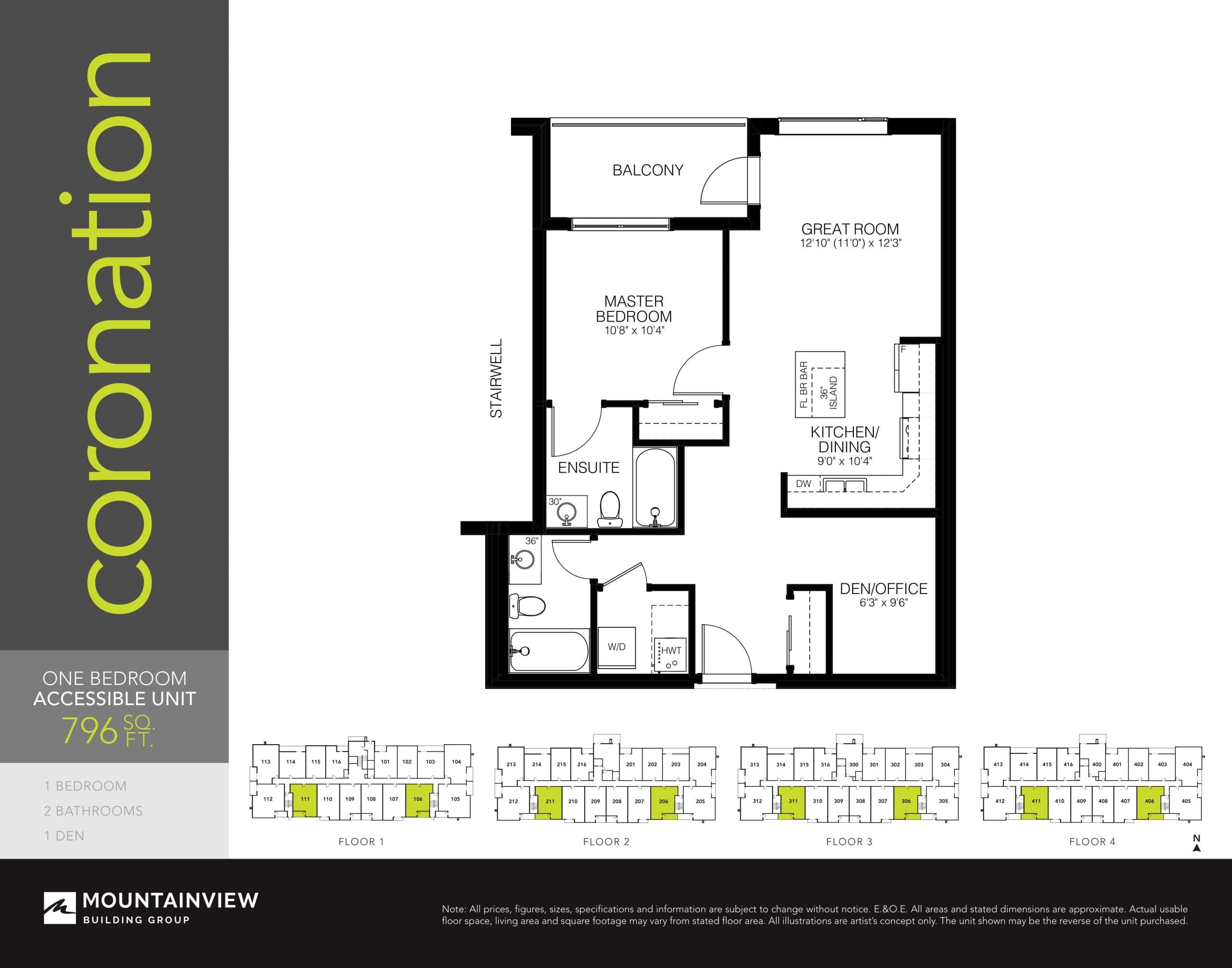 Coronation Floor Plan at One Fonthill Condos - 796 sq.ft