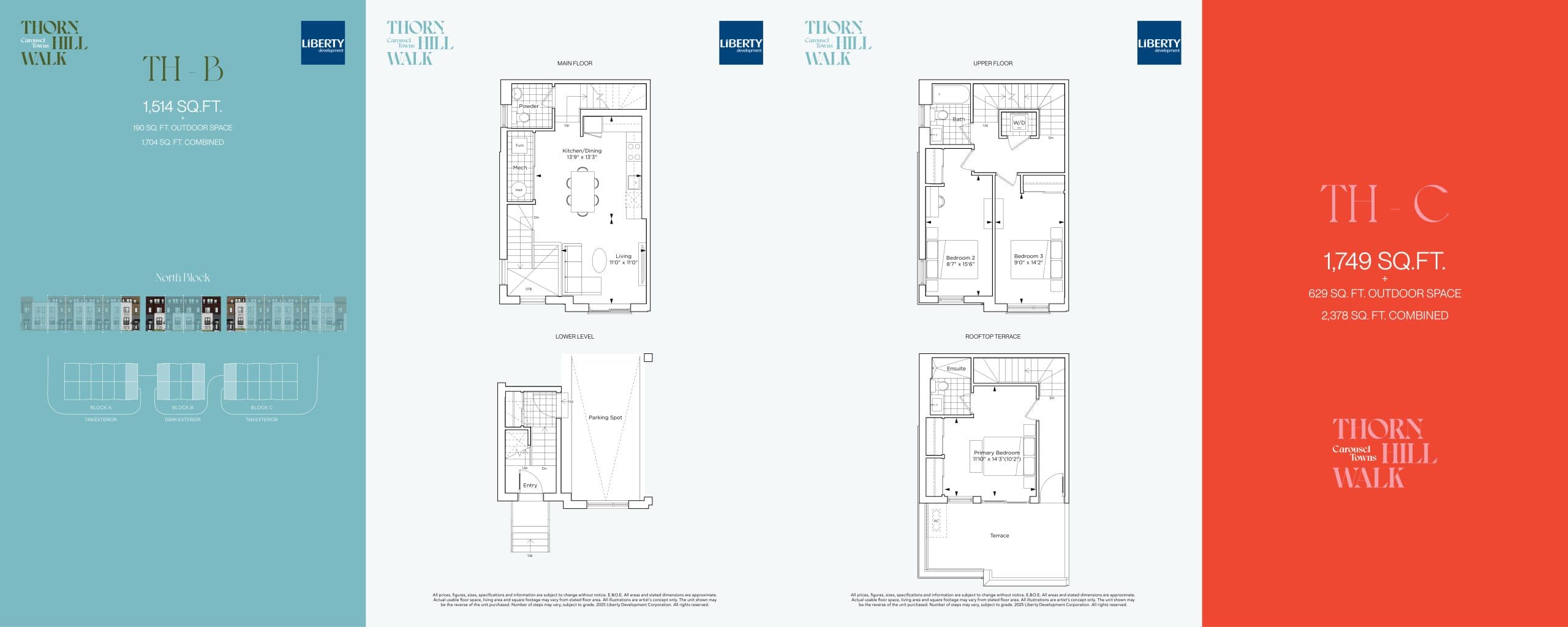 TH-B Floor Plan at Carousel Towns at Thornhill Walk - 1514 sq.ft