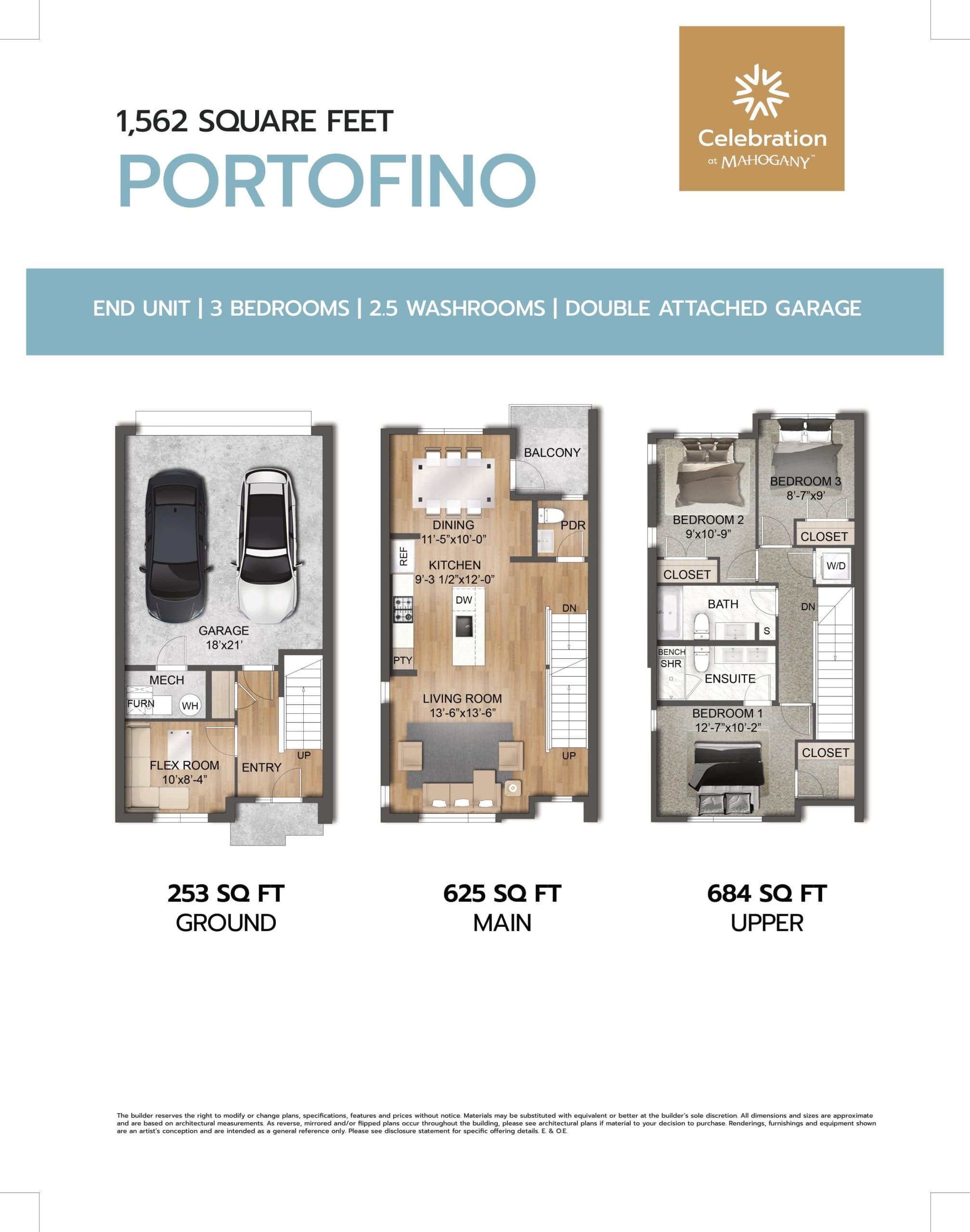 Portofino Floor Plan at Celebration at Mahogany Towns - 1562 sq.ft