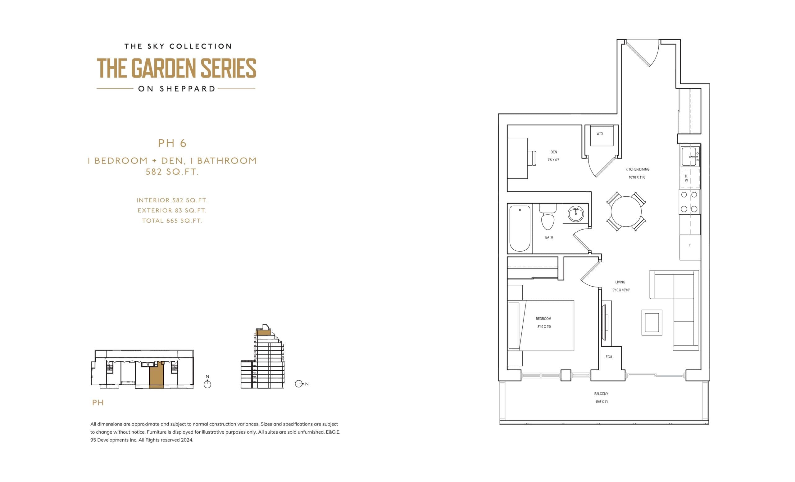 PH 6 Floor Plan at The Sky Collection at The Garden Series Condos - 582 sq.ft