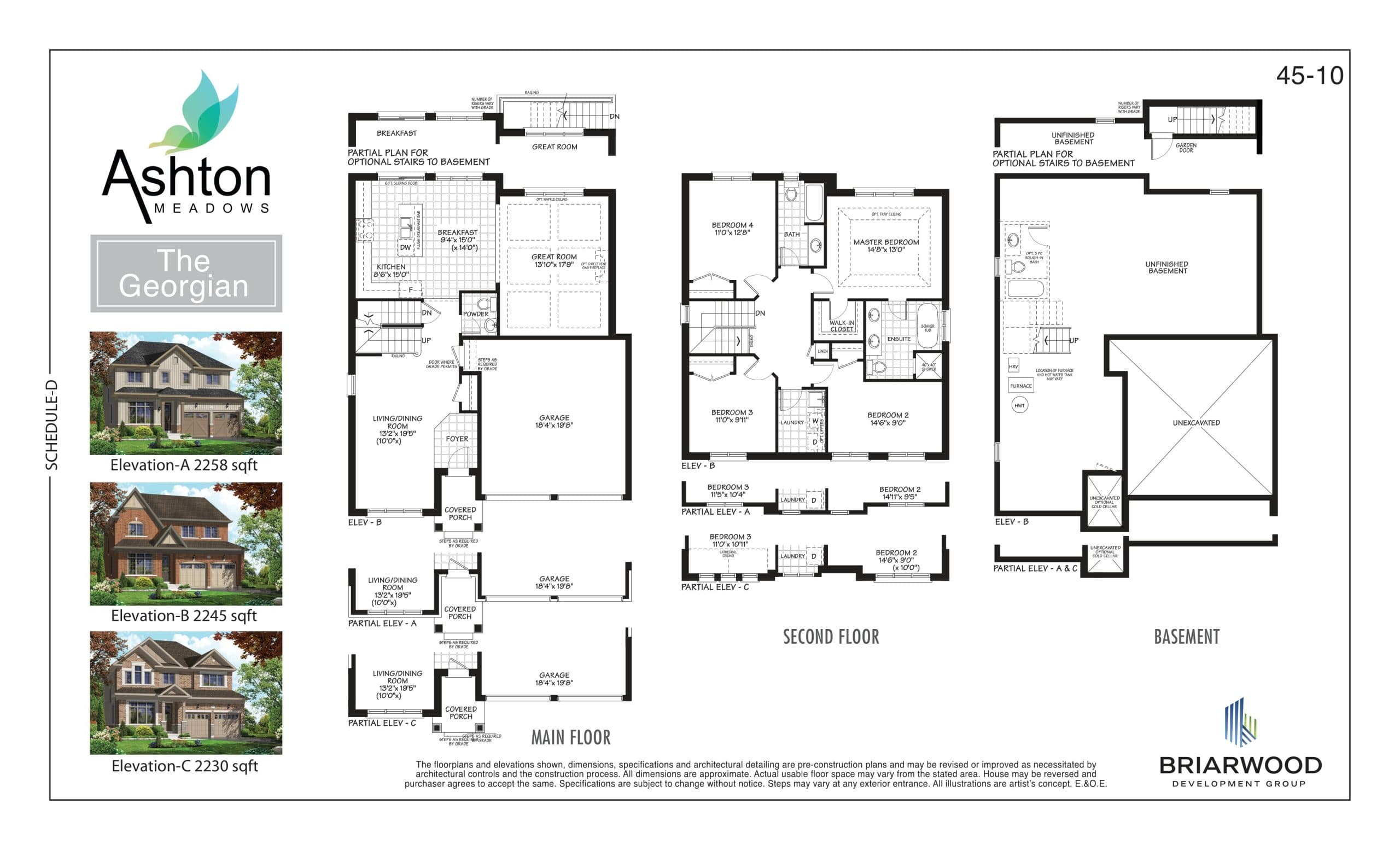 The Georgian Floor Plan at Ashton Meadows Homes - 2258 sq.ft