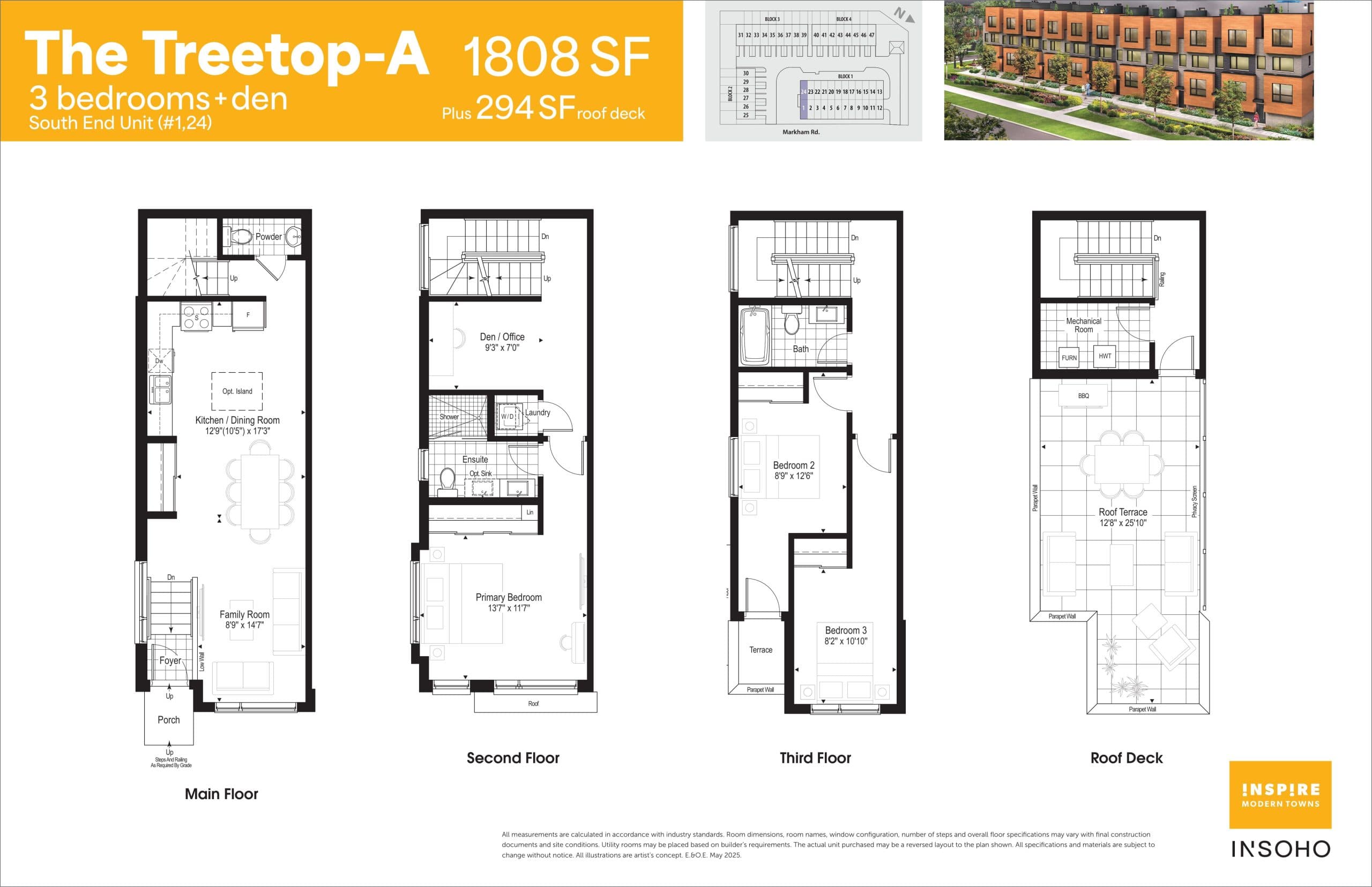 The Treetop-A South End Unit Floor Plan at Love It Series at Inspire Towns - 1808 sq.ft