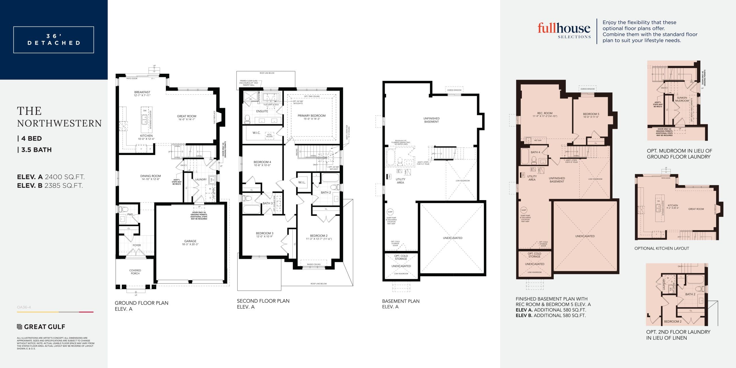 The Northwestern Floor Plan at Oakpointe in Upper Joshua Creek Phase 2 by Great Gulf - 2400 sq.ft