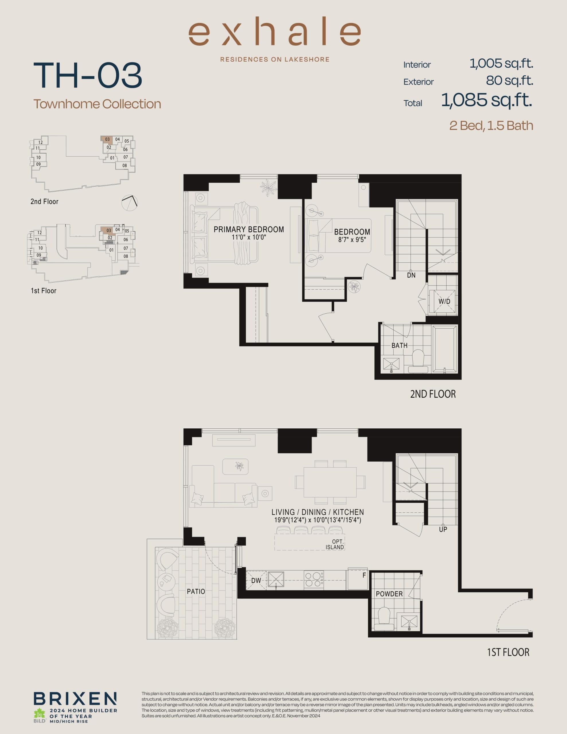 TH-03 (TH-103) Floor Plan at The Townhome Collection at Exhale Residences - 1005 sq.ft