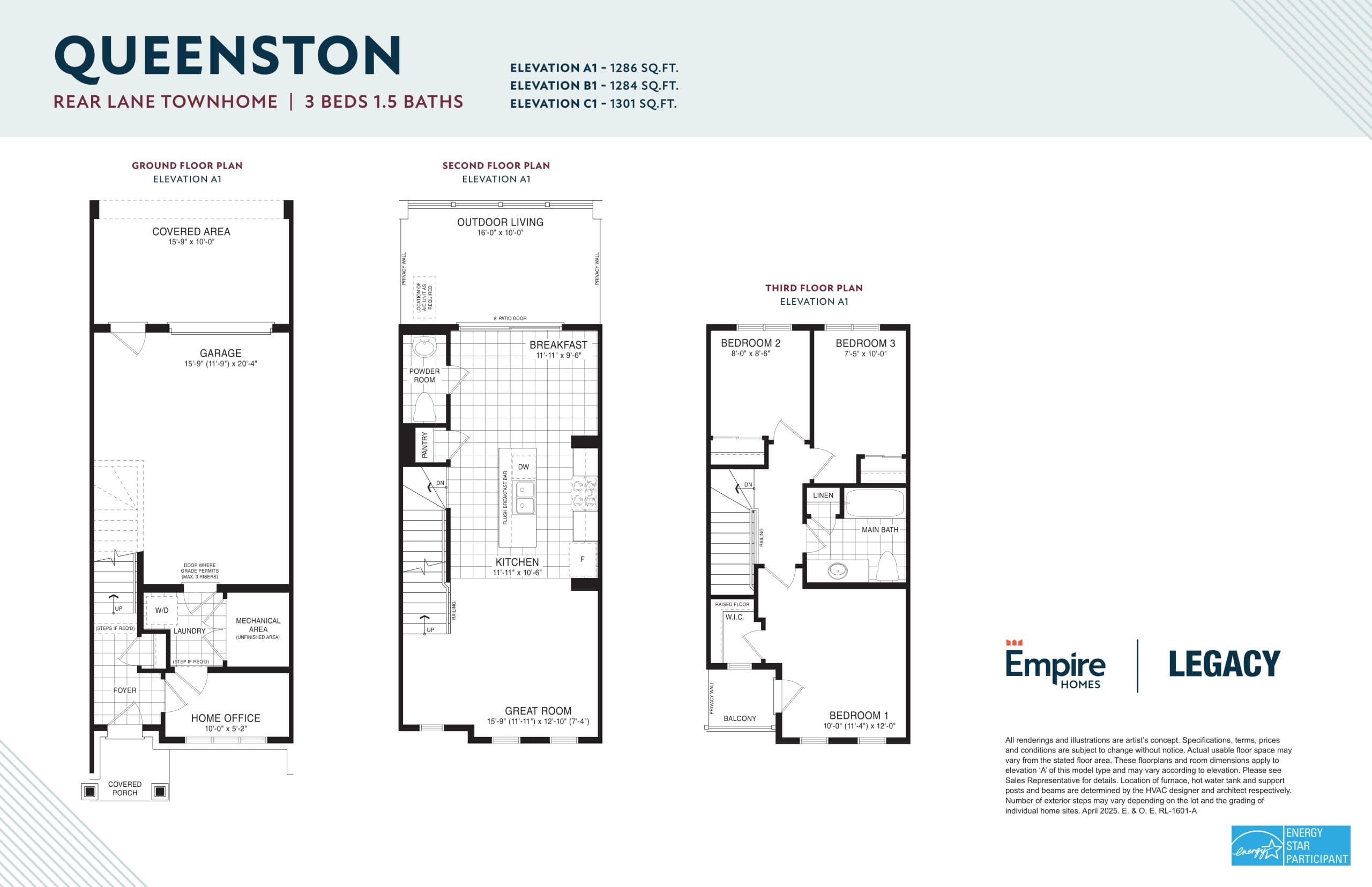 Queenston Floor Plan at Empire Legacy Condos Phase 6 - 1286 sq.ft