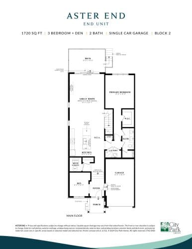 Aster End - Main Floor floor plan