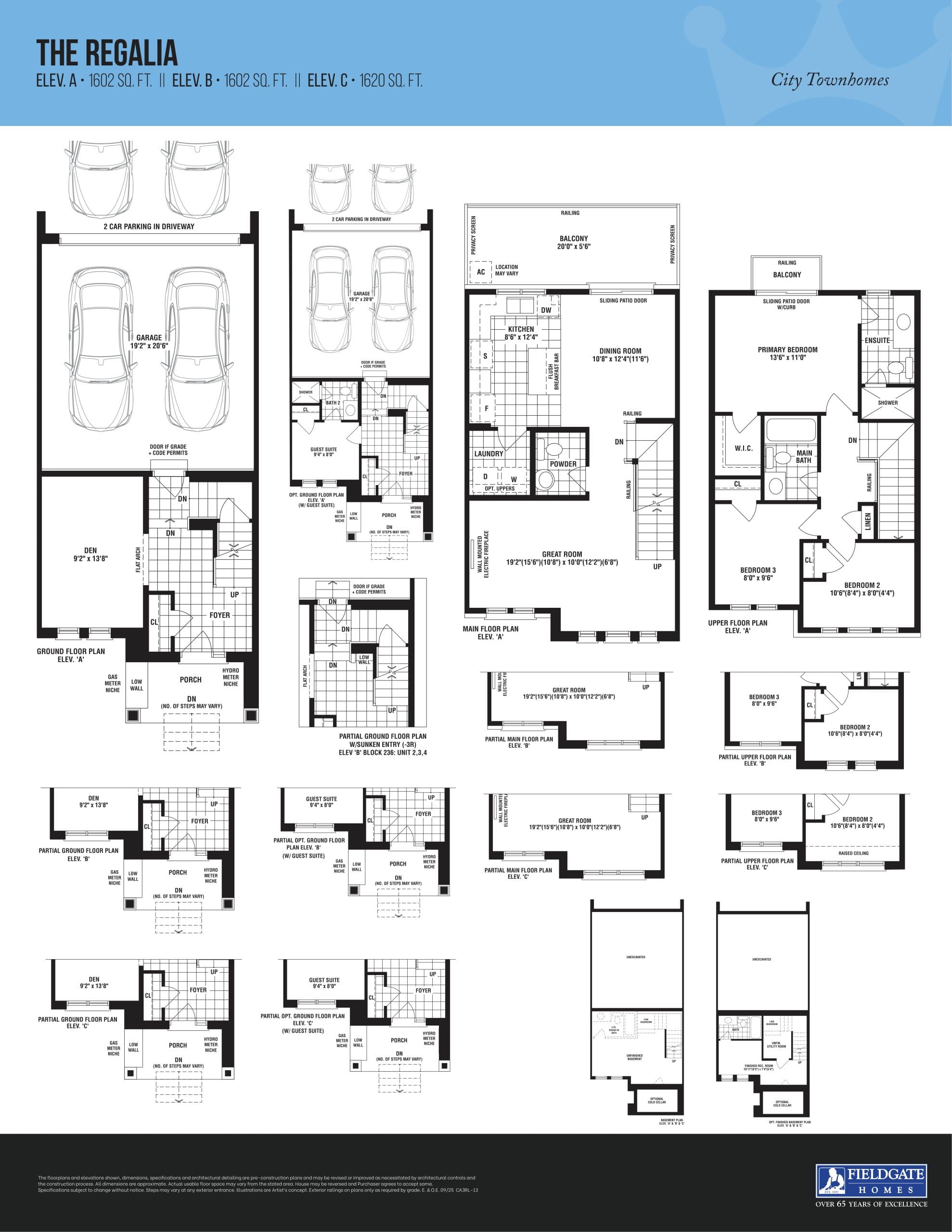 The Regalia Floor Plan at Crown of Caledon by Fieldgate Homes - 1602 sq.ft
