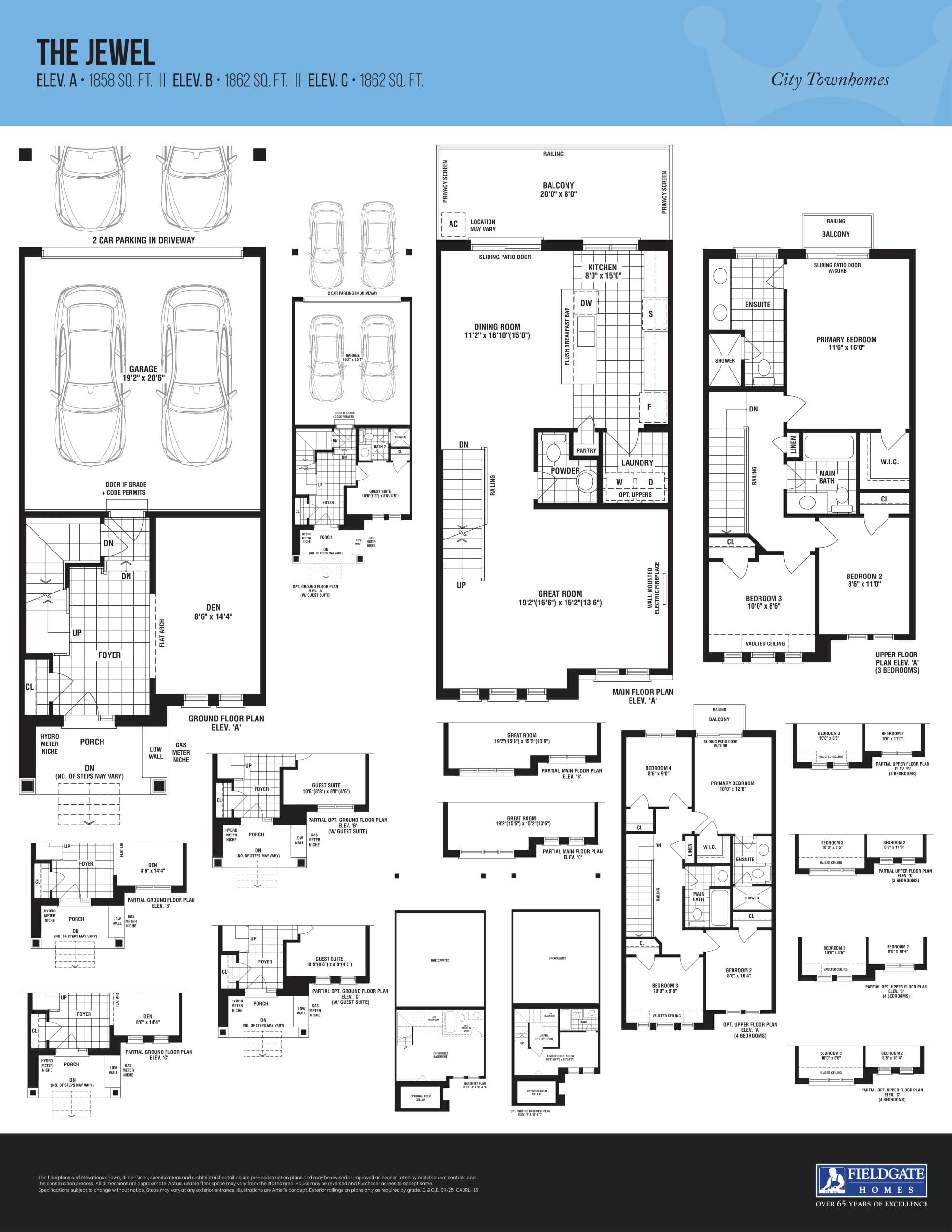 The Jewel Floor Plan at Crown of Caledon by Fieldgate Homes - 1858 sq.ft