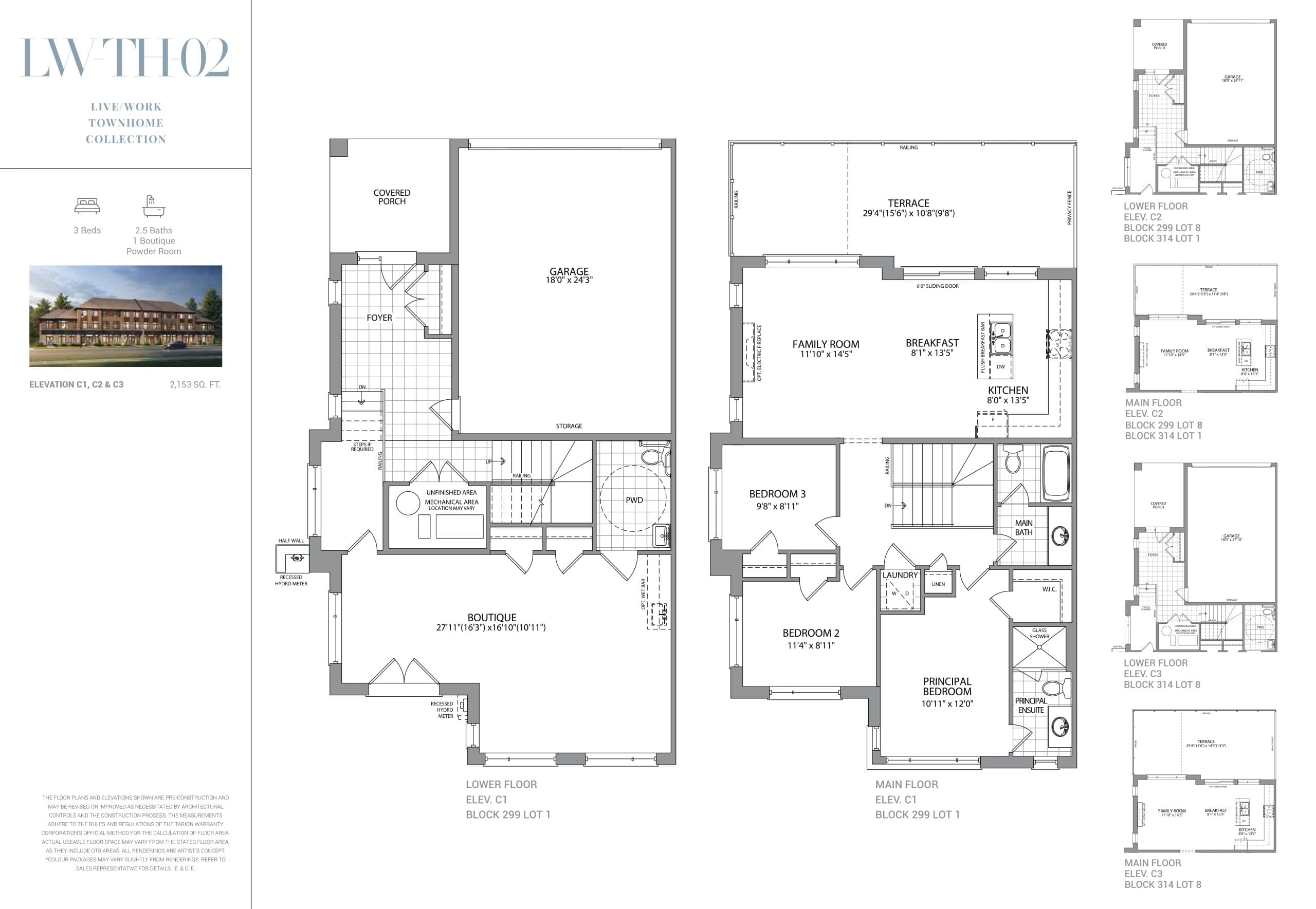 LW TH02 Floor Plan at Greenwood Seaton Towns by OPUS Homes - 2153 sq.ft