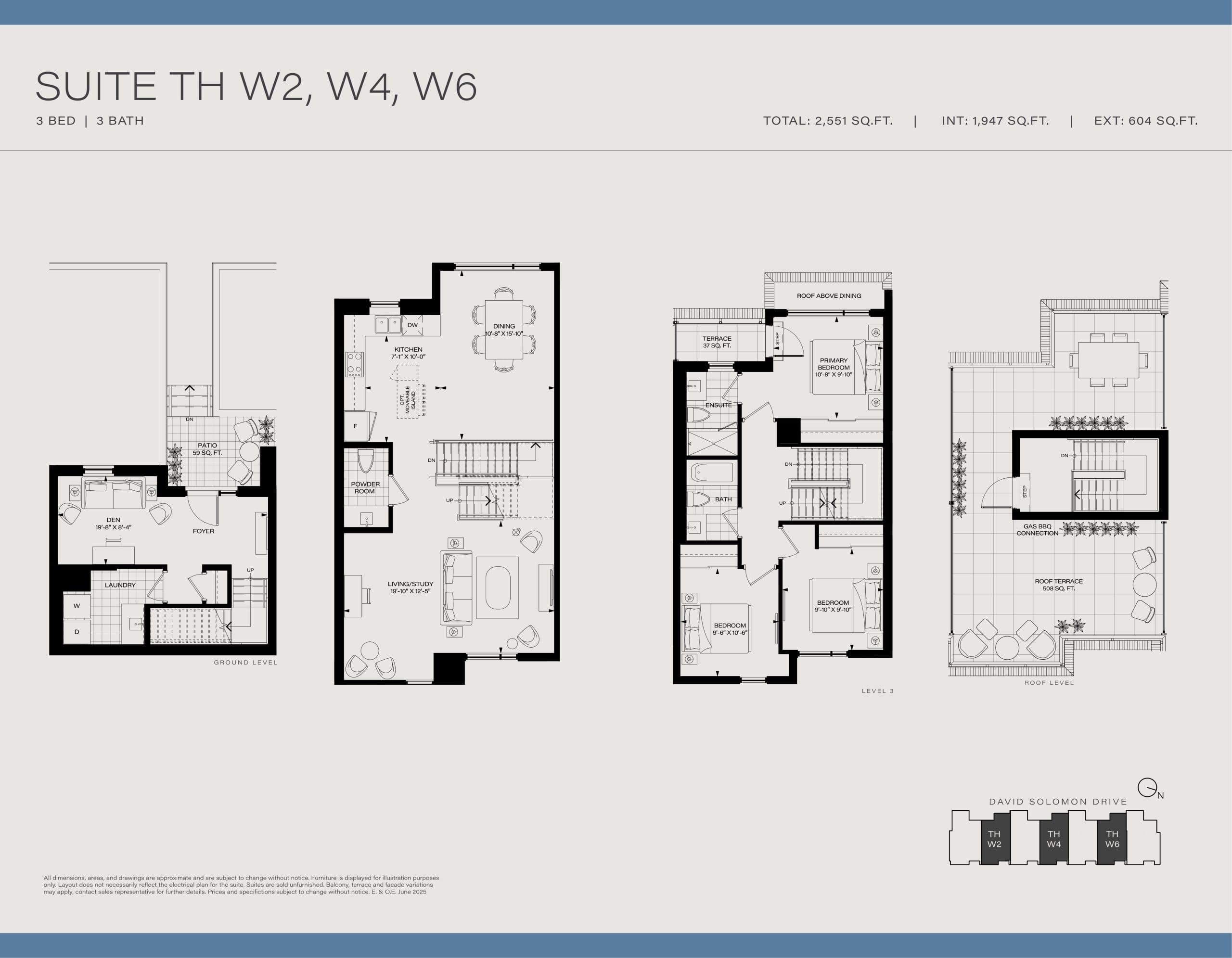 Suite TH W2, W4, W6 Floor Plan at Metro Park Towns - 1947 sq.ft