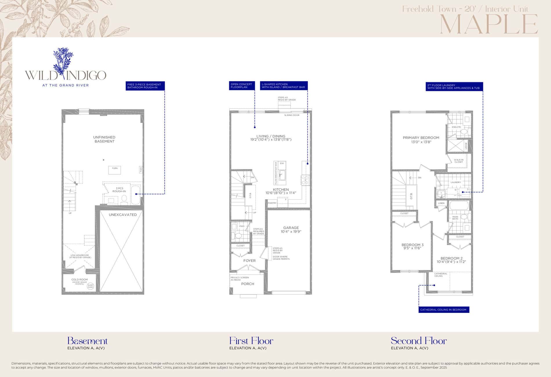 Maple Floor Plan at Wild Indigo at the Grand River Towns - 1470 sq.ft