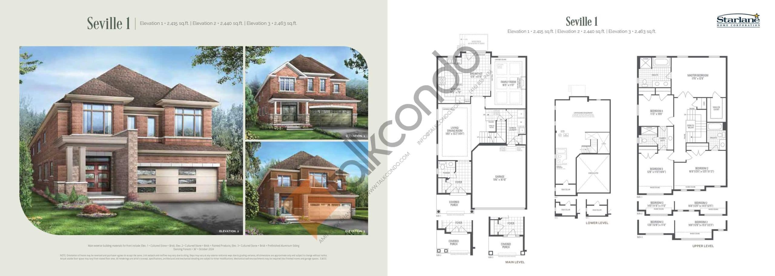 Seville 1 Floor Plan at Bayview Trail by Starlane Home Corporation - 2415 sq.ft