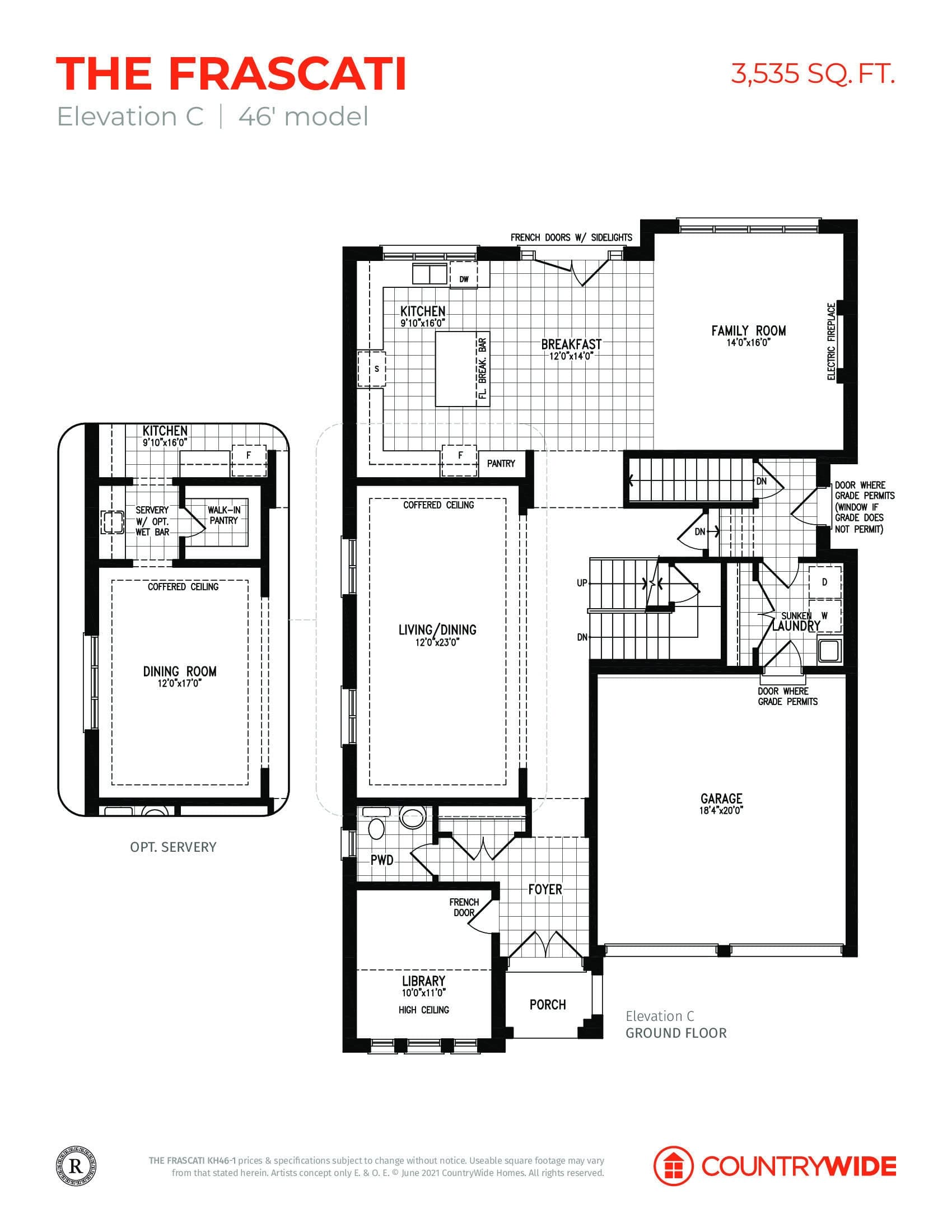 The Frascati (Elevation C) Floor Plan at Kleinburg Hills - 3535 sq.ft