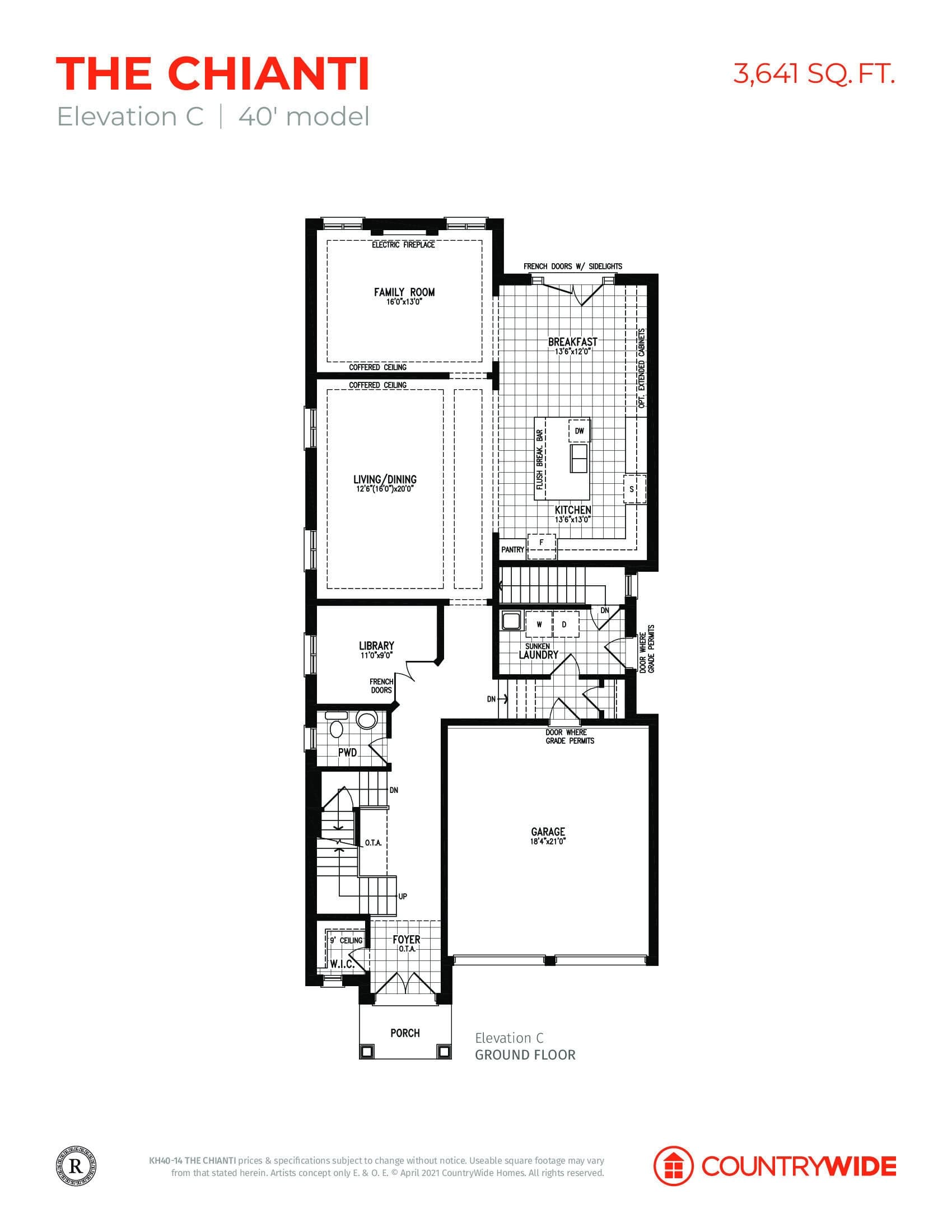 The Chianti (Elevation C) Floor Plan at Kleinburg Hills - 3641 sq.ft