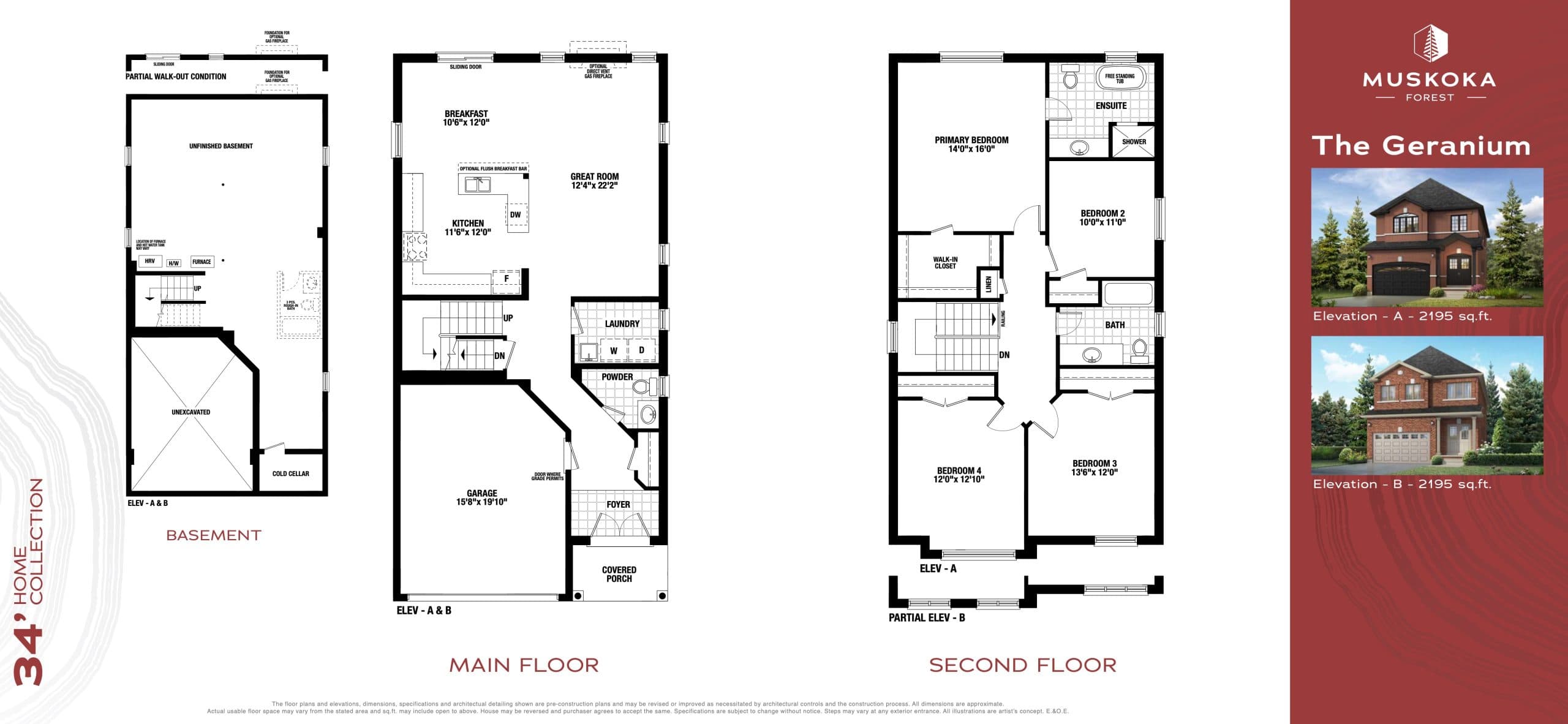 The Geranium Floor Plan at Muskoka Forest Homes - 2195 sq.ft