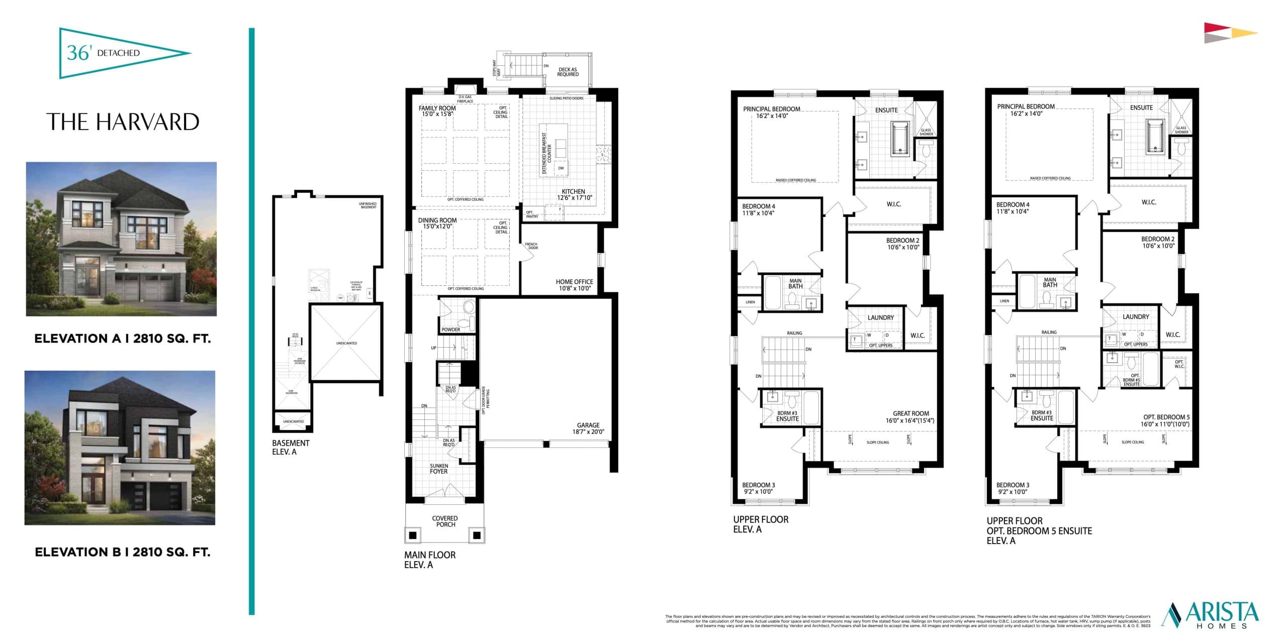 The Harvard Floor Plan at Oakpointe in Upper Joshua Creek Towns Phase 2 by Arista Homes - 2810 sq.ft