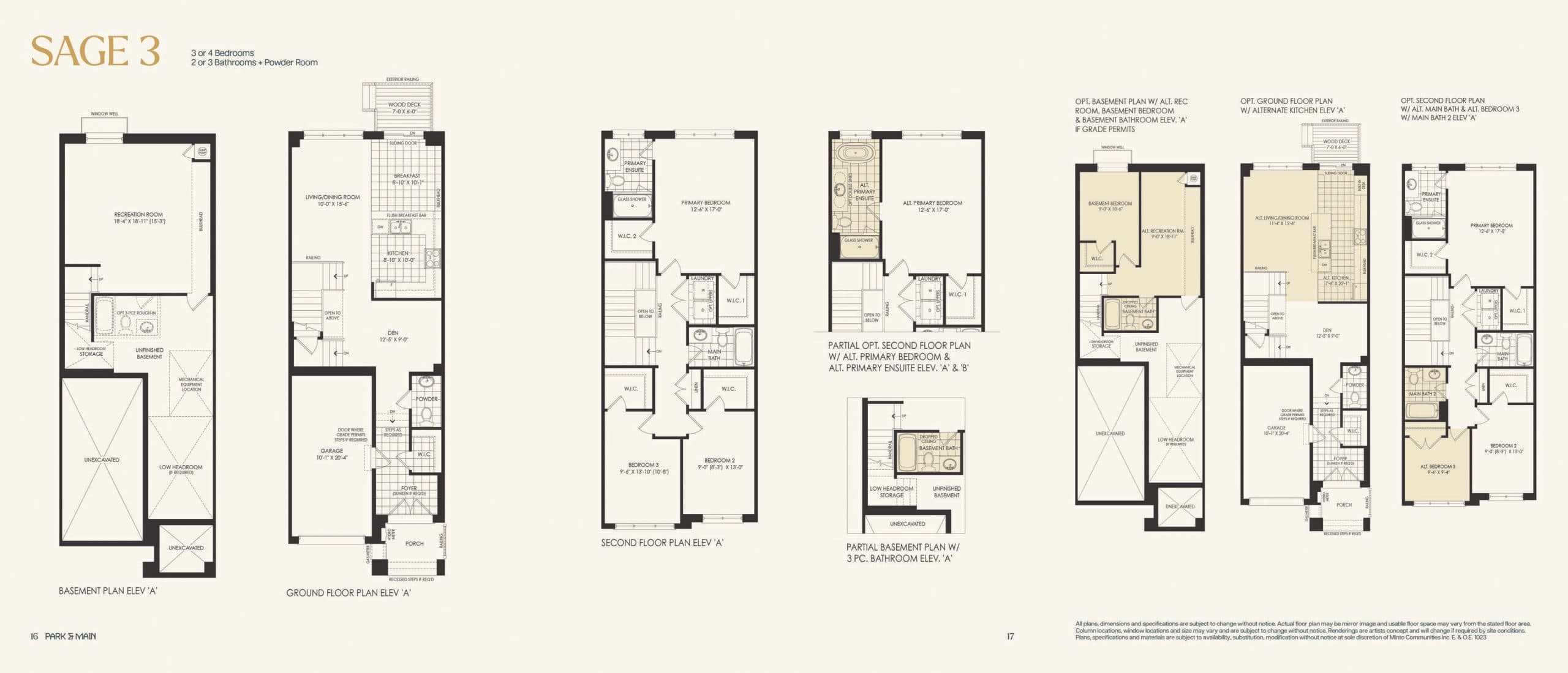 Sage 3 Floor Plan at Park & Main Towns - 2147 sq.ft