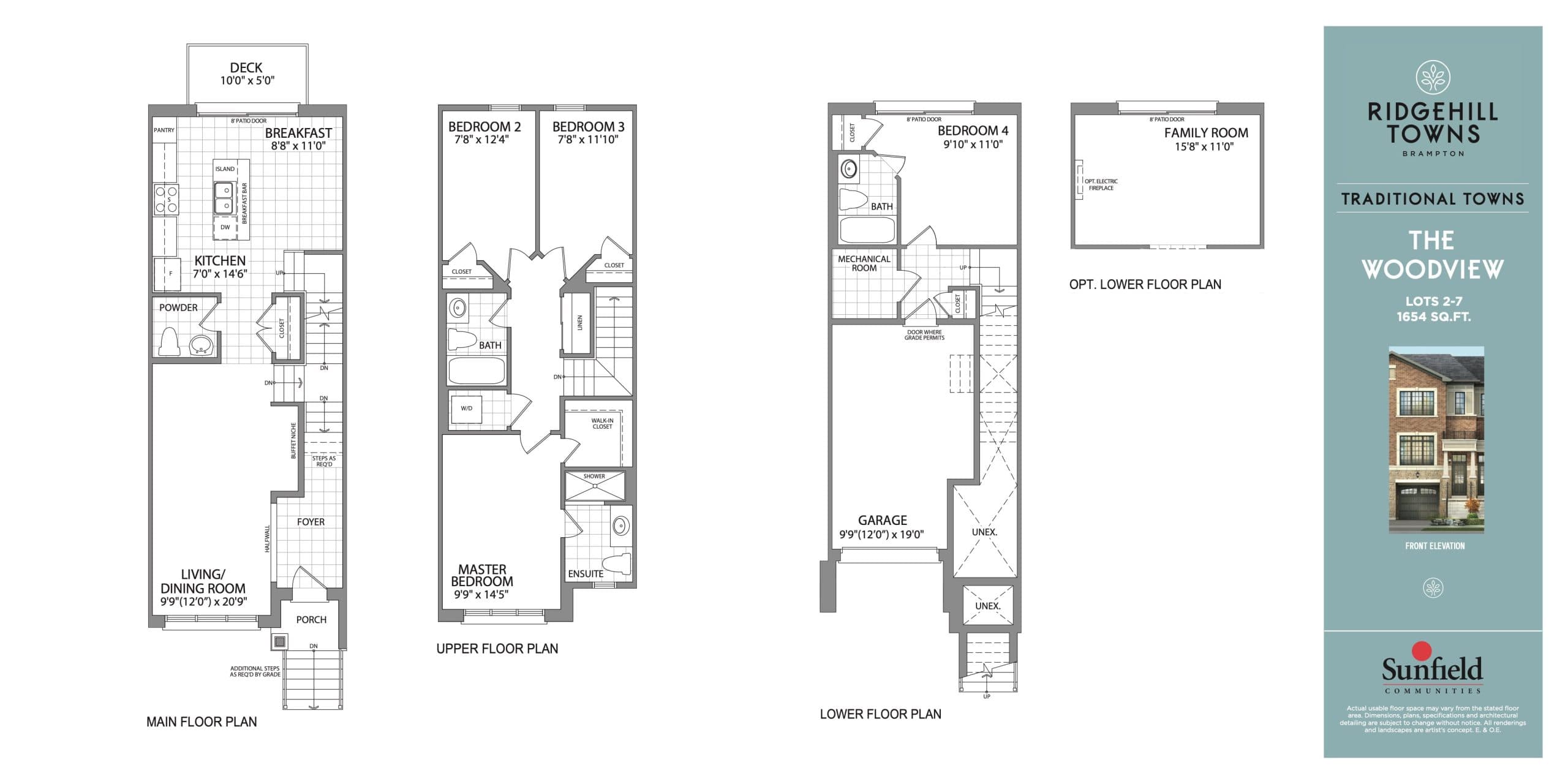 The Woodview Floor Plan at Ridgehill Towns - 1654 sq.ft