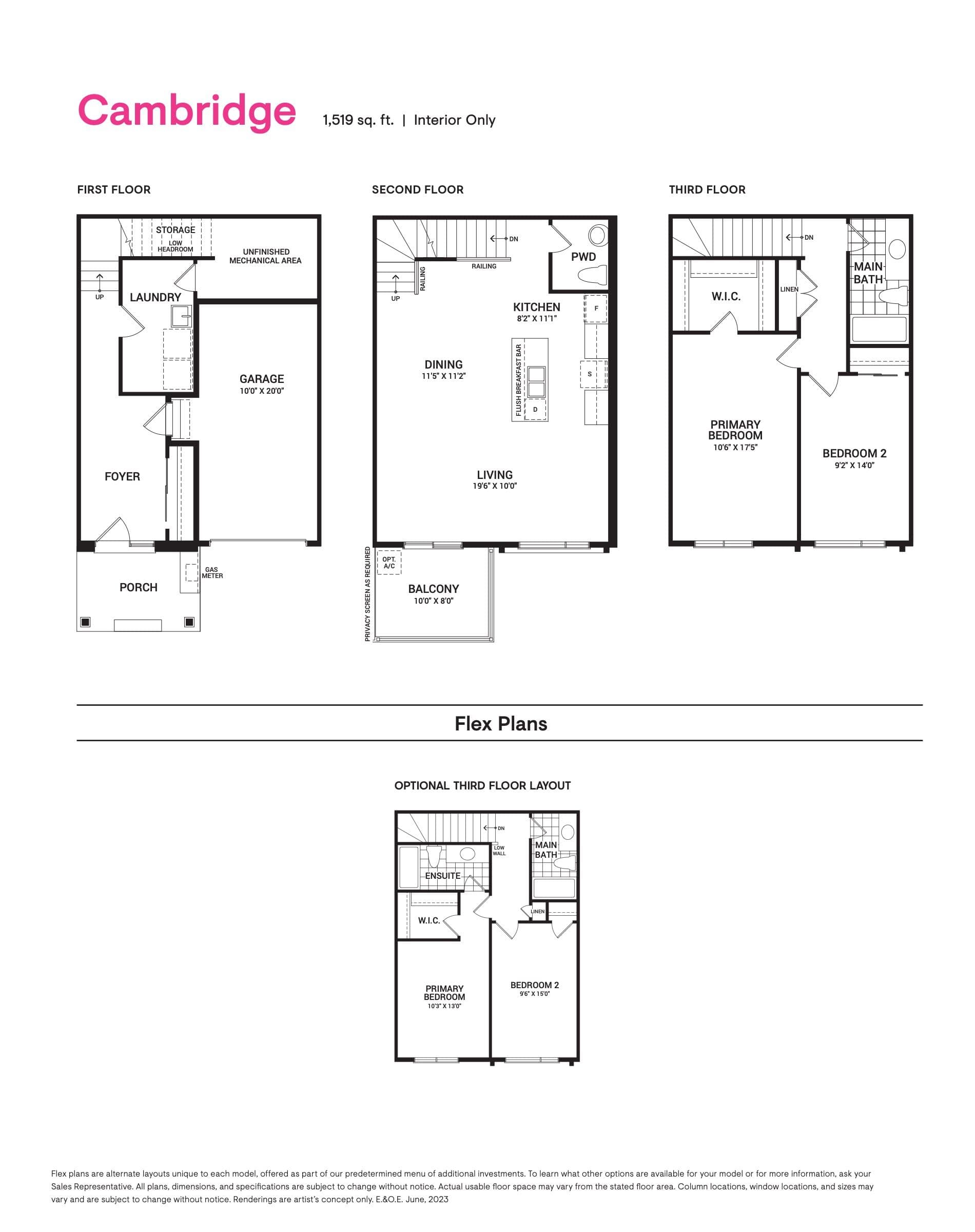 Cambridge Floor Plan at Riversbend at Harmony Towns - 1519 sq.ft