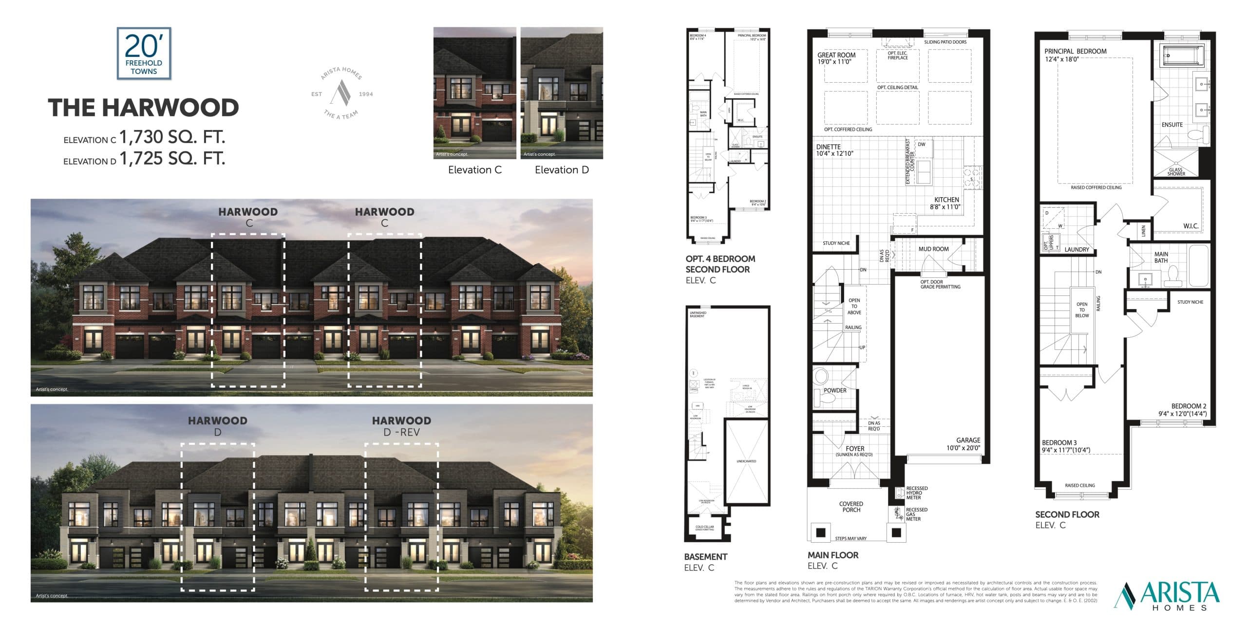 The Harwood Floor Plan at Seatonville by Arista Homes - 1730 sq.ft