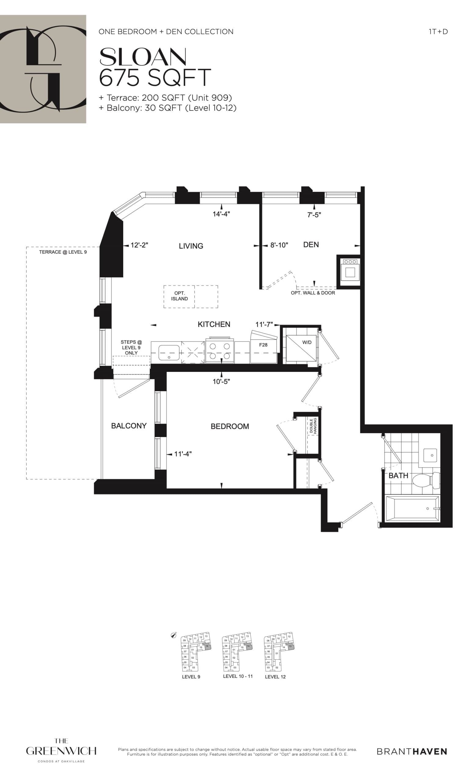 Sloan Floor Plan at The Greenwich Condos at Oakvillage - 675 sq.ft