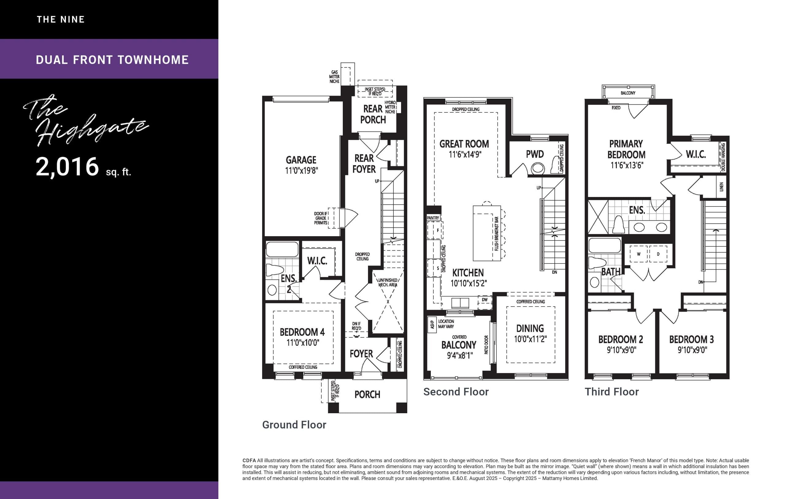 The Highgate Floor Plan at The Nine Phase 3 - 2016 sq.ft