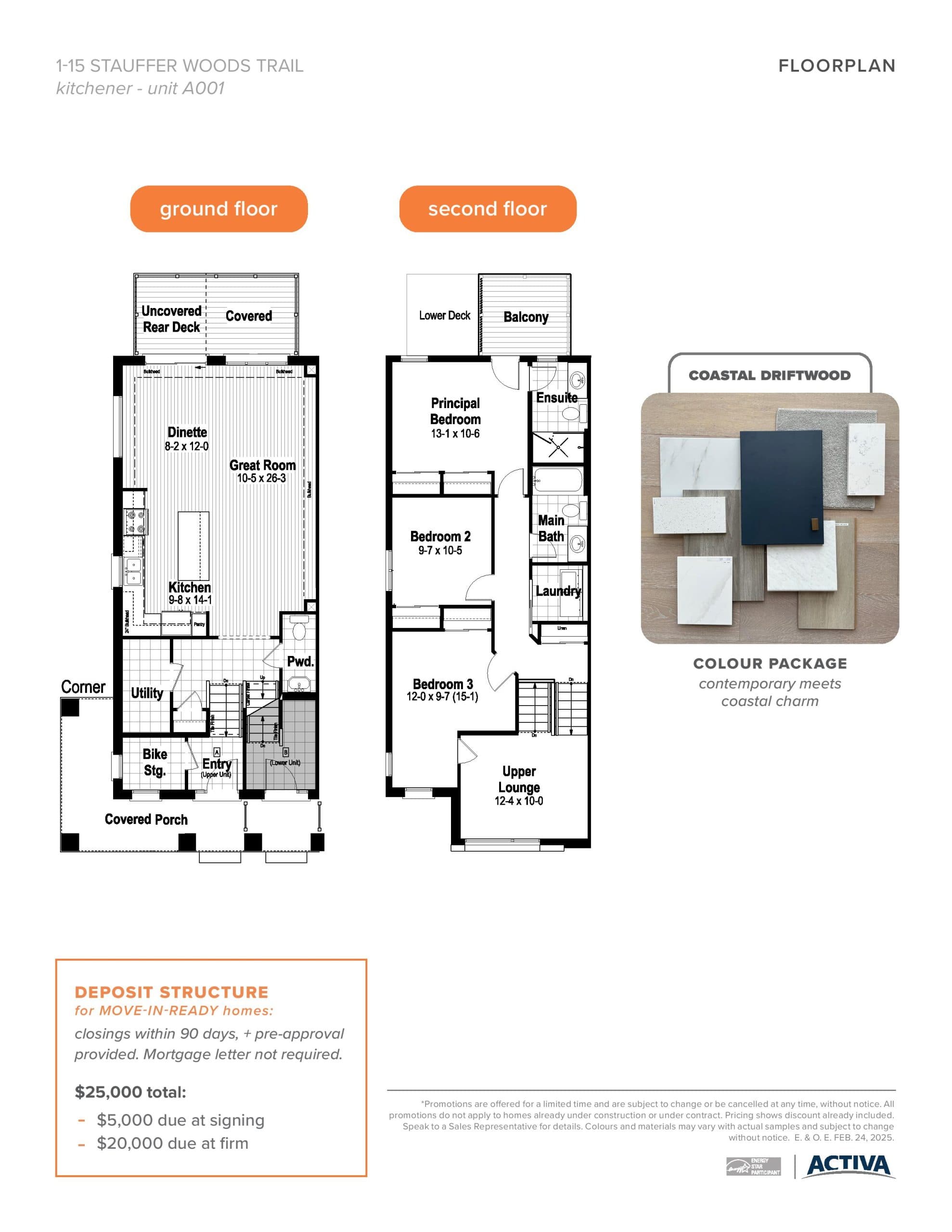 The Romy (Unit A001) Floor Plan at Villas at Harvest Park - 1729 sq.ft