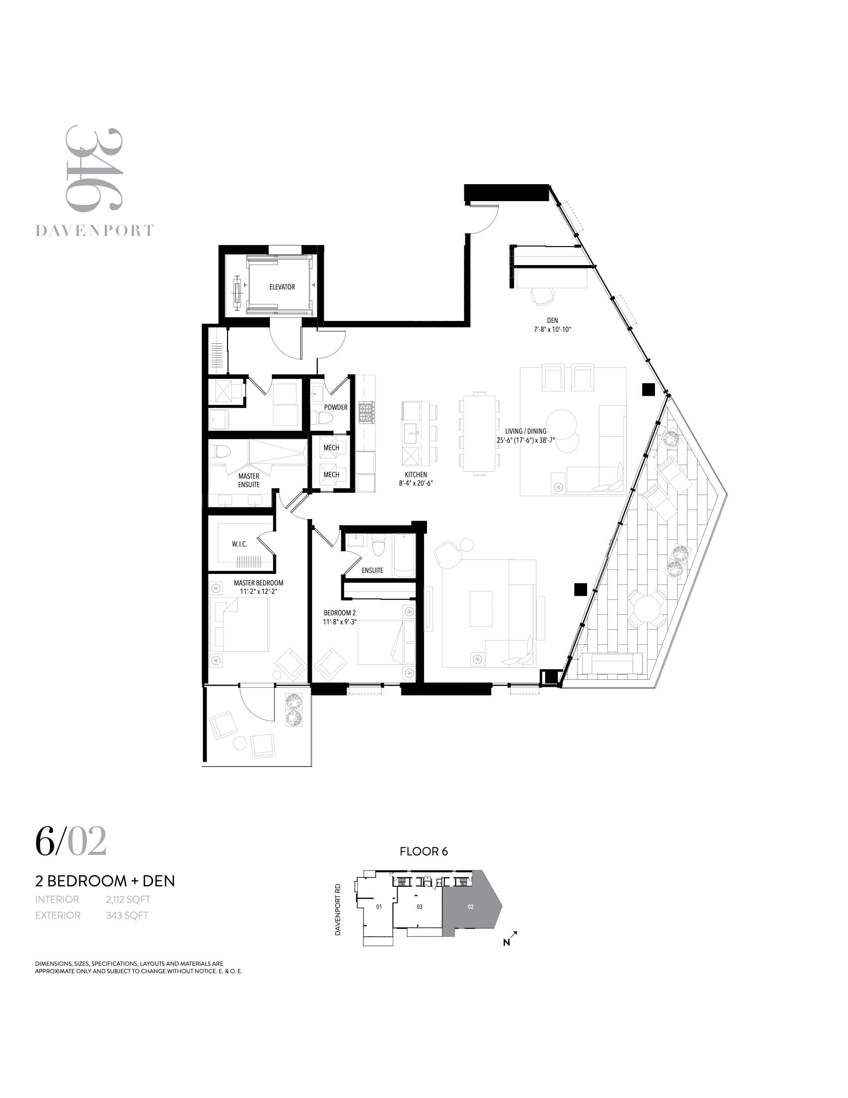 Unit 602 Floor Plan at 346 Davenport Condos - 2112 sq.ft