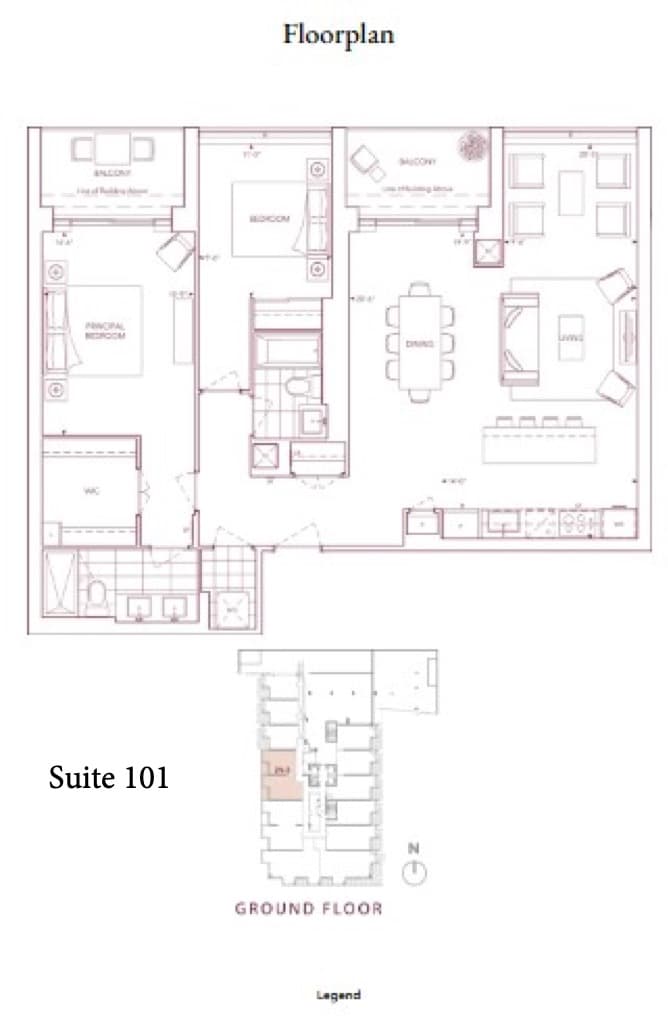 Suite 101 Floor Plan at Auberge On The Park Condos - 1281 sq.ft