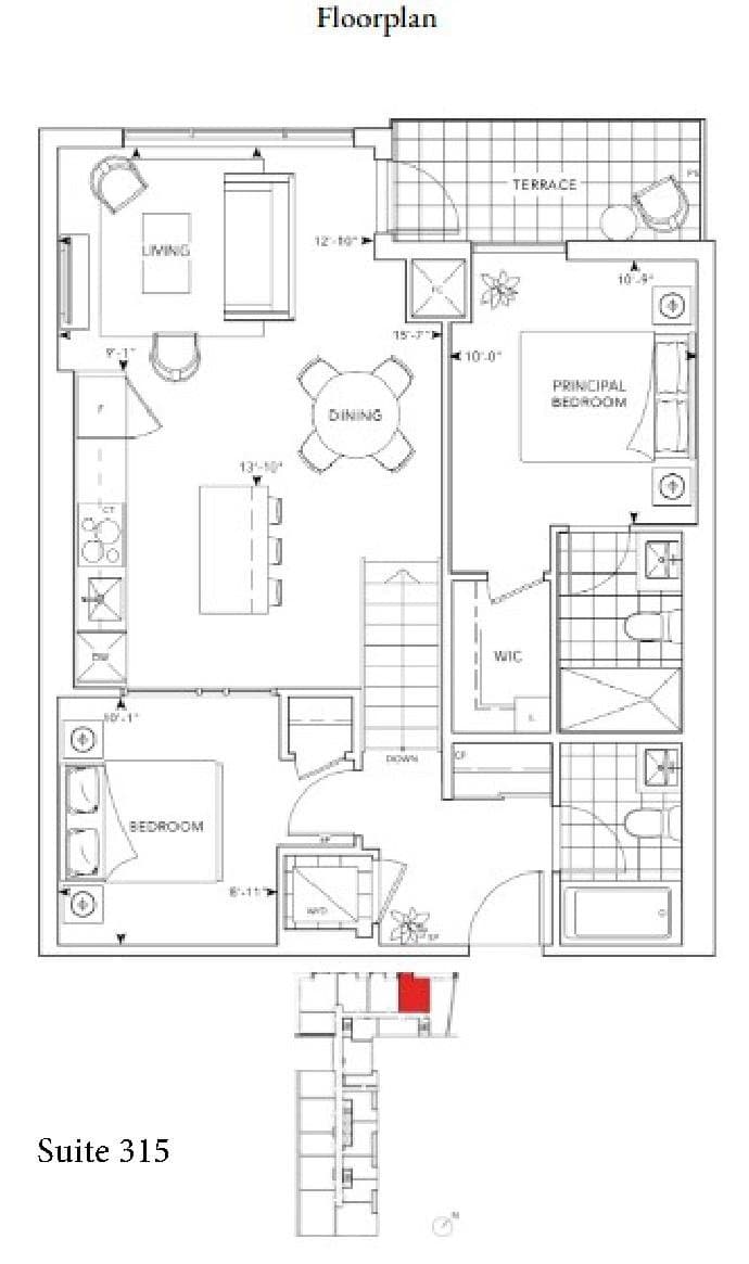 Suite 315 Floor Plan at MRKT Alexandra Park Condos - 834 sq.ft