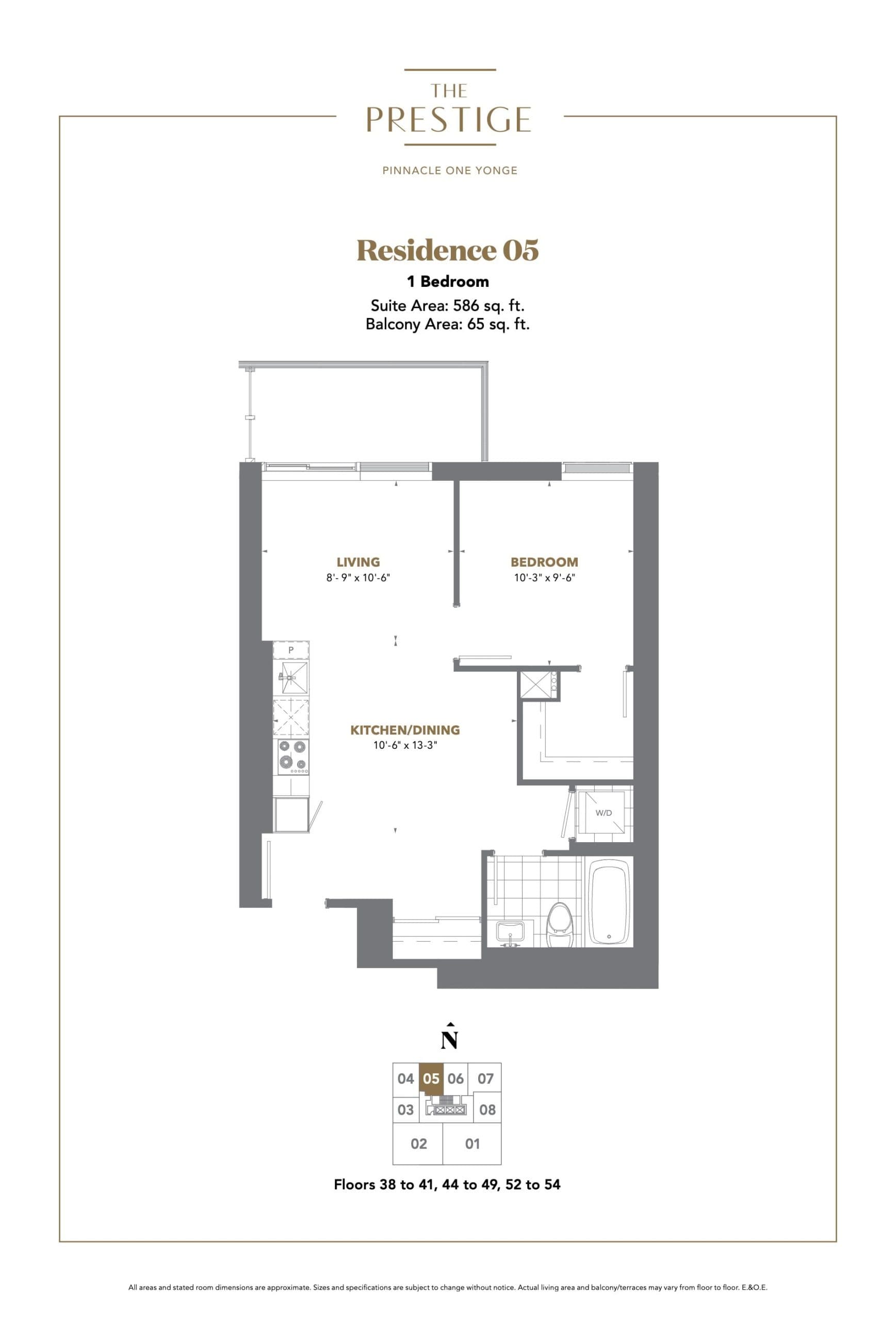 Residence 05 Floor Plan at The Prestige Condos at Pinnacle One Yonge - 586 sq.ft
