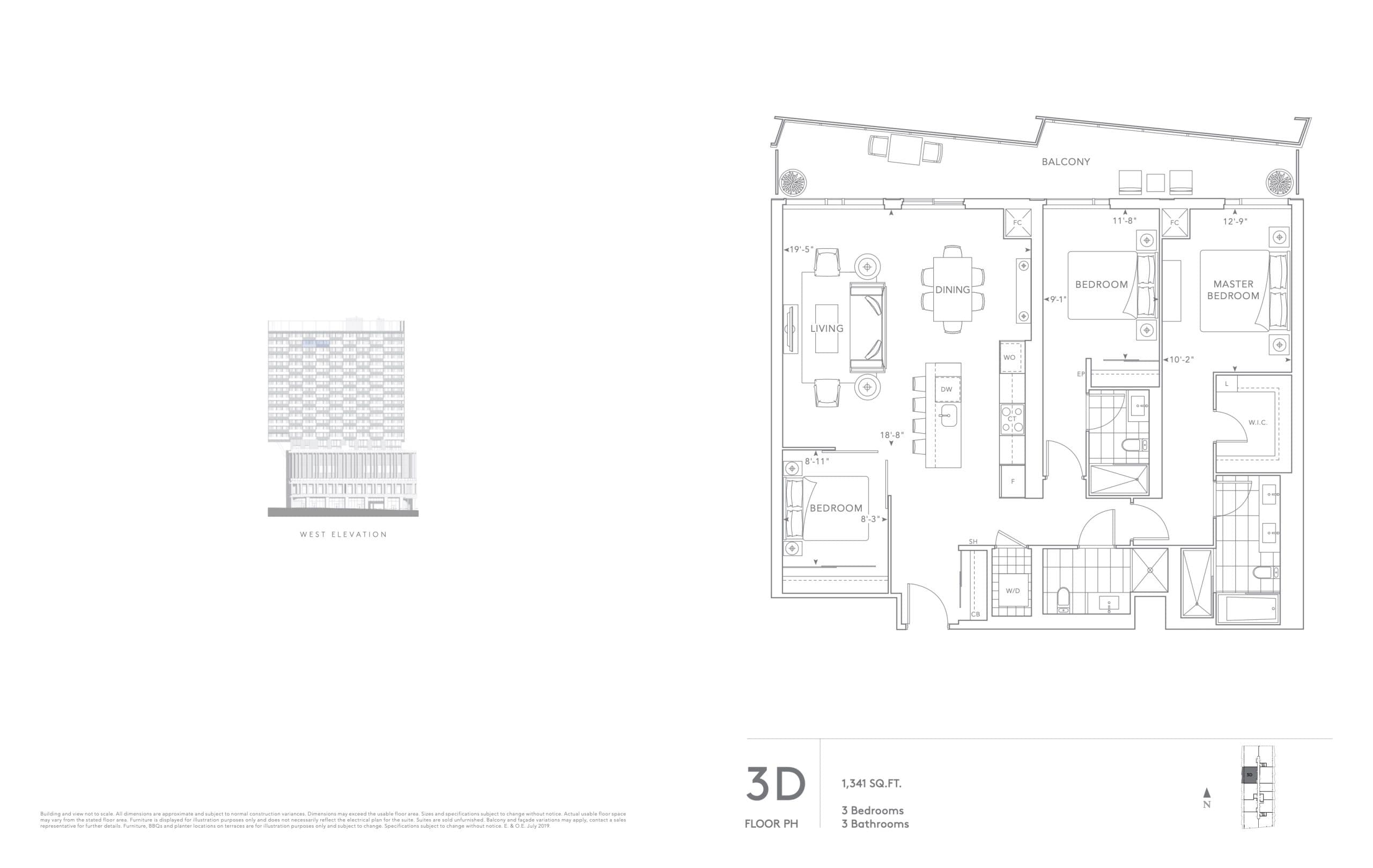 3D - Classic Series II (GPH2) Floor Plan at Tridel at The Well Condos - 1341 sq.ft