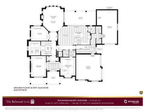 The Belwood - Elevation B With Optional Elevator floor plan