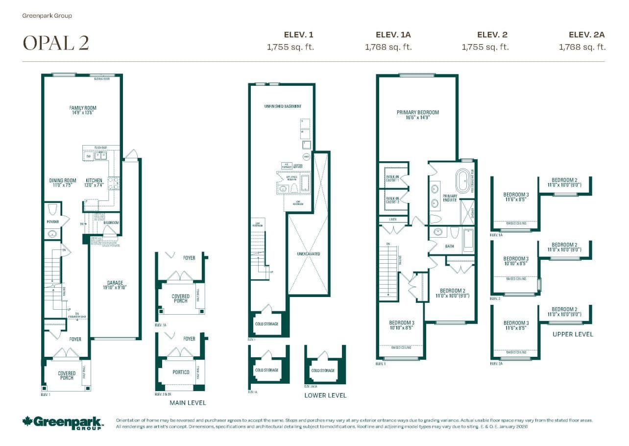 Opal 2 Floor Plan at Arbourwoods by Greenpark Group - 1755 sq.ft