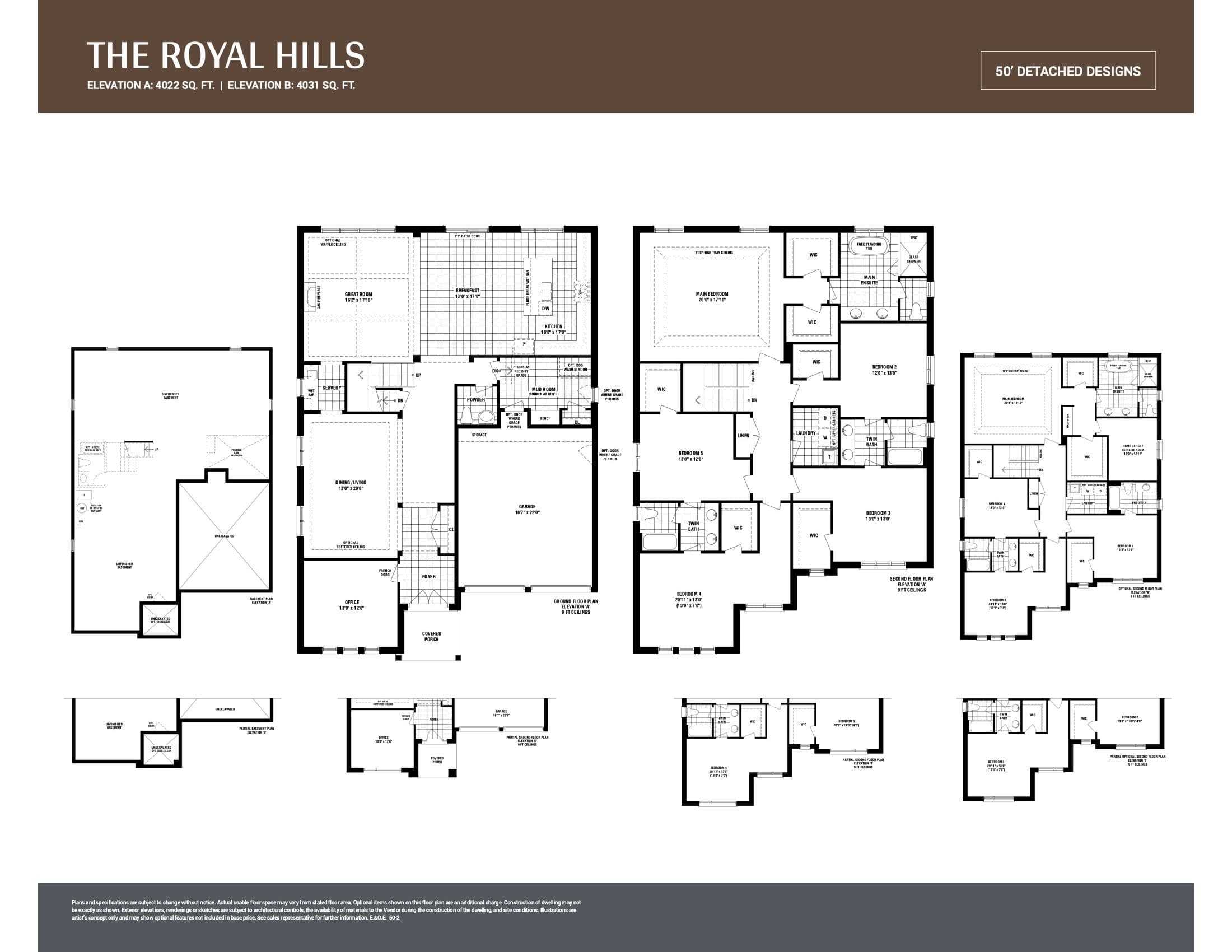 The Royal Hills Floor Plan at Bond Head Towns - 4022 sq.ft