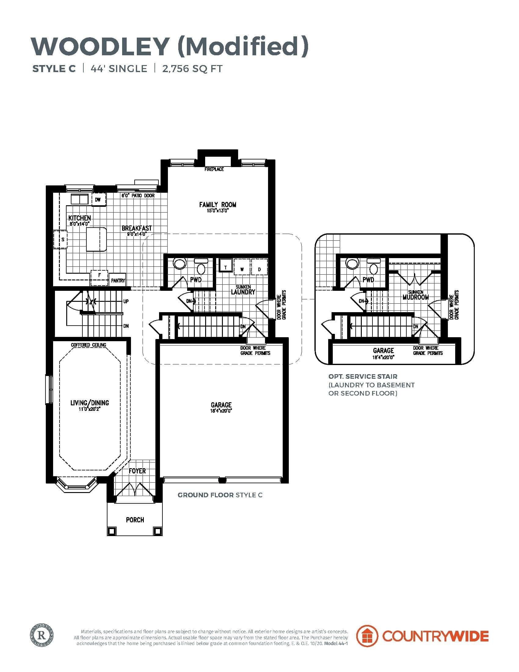 Woodley (Modified) - Style C Floor Plan at Castles of Caledon by CountryWide Homes - 2756 sq.ft