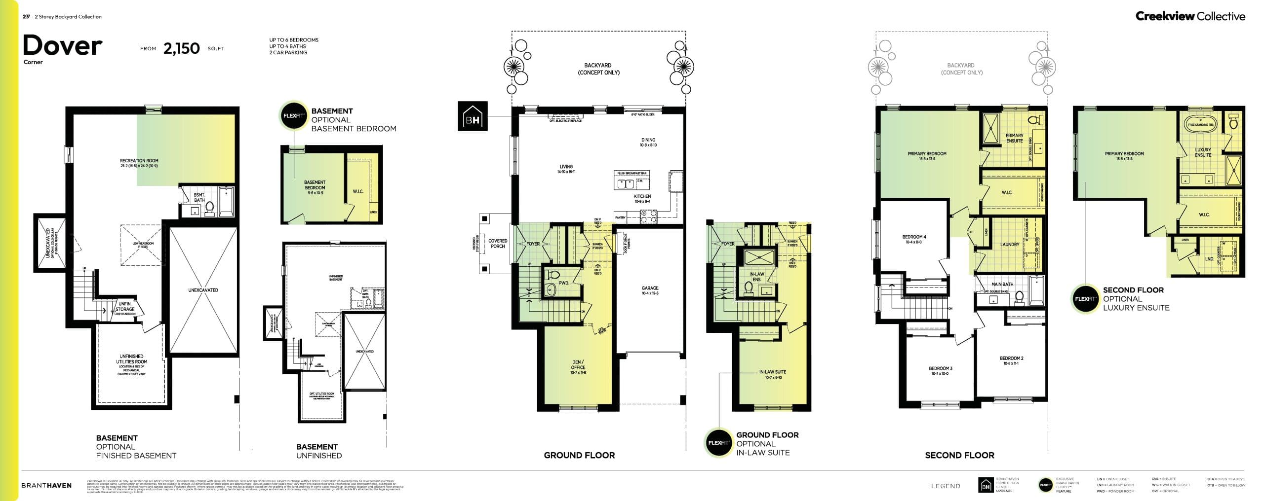 Dover Corner Floor Plan at Creekview Collective Towns - 2150 sq.ft