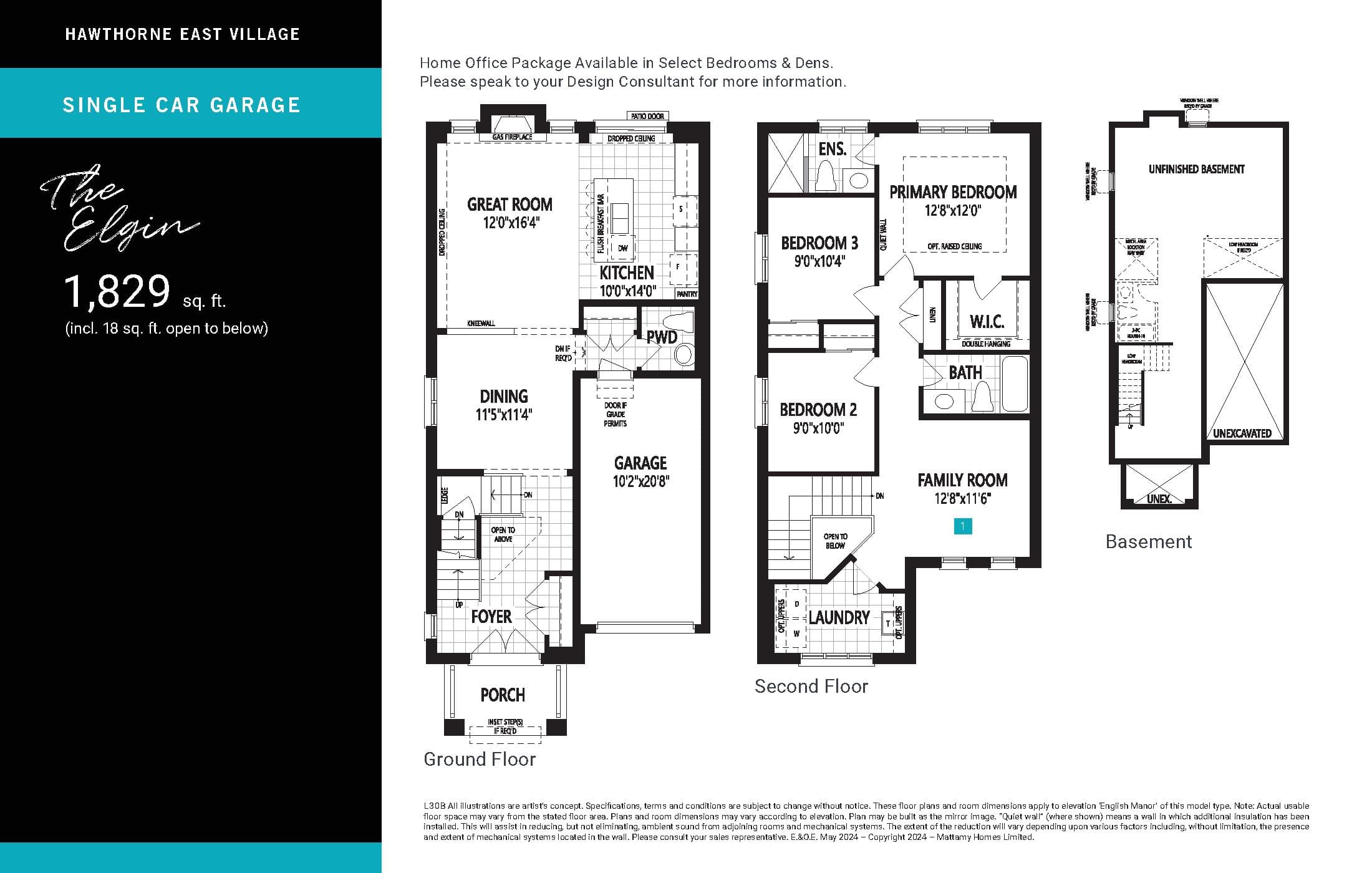 The Elgin Floor Plan at Hawthorne East Village Phase 6 - 1829 sq.ft