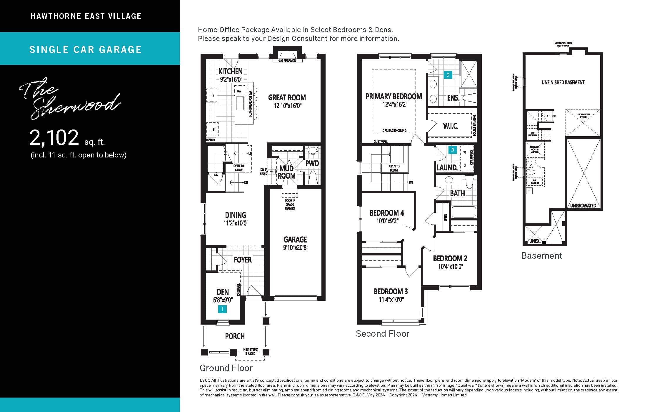 The Sherwood Floor Plan at Hawthorne East Village Phase 6 - 2102 sq.ft