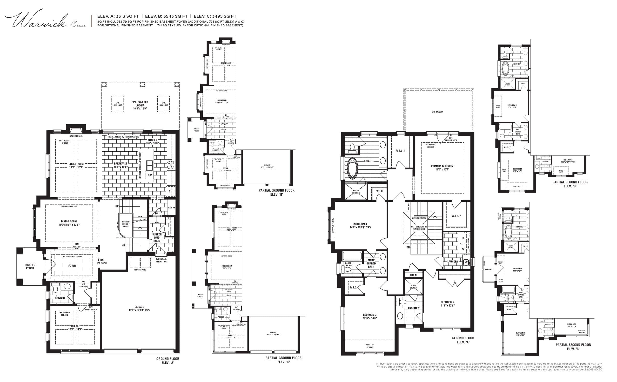Warwick Corner 42' Floor Plan at King's Calling - 3543 sq.ft