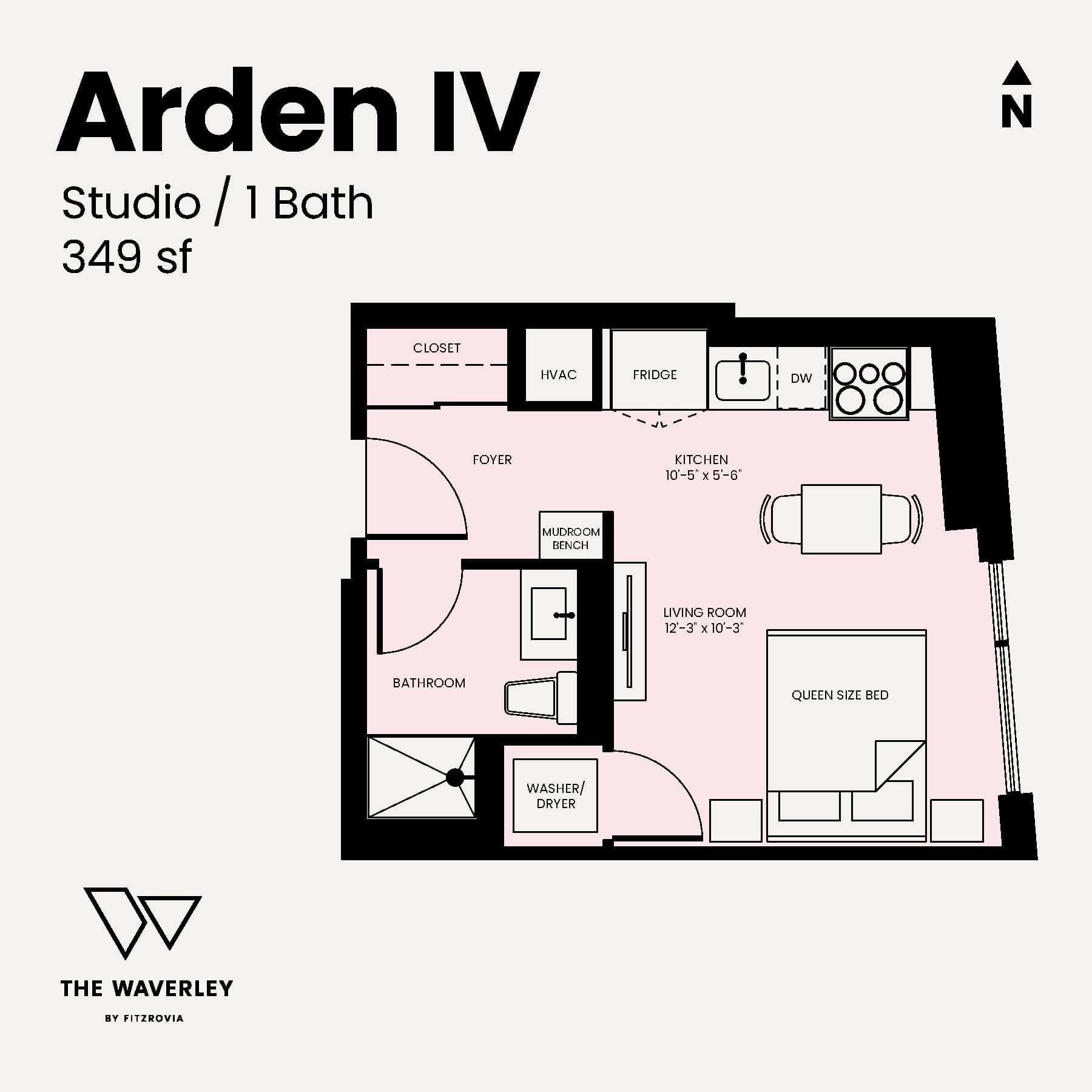 Arden IV Floor Plan at Waverley by Fitzrovia - 349 sq.ft
