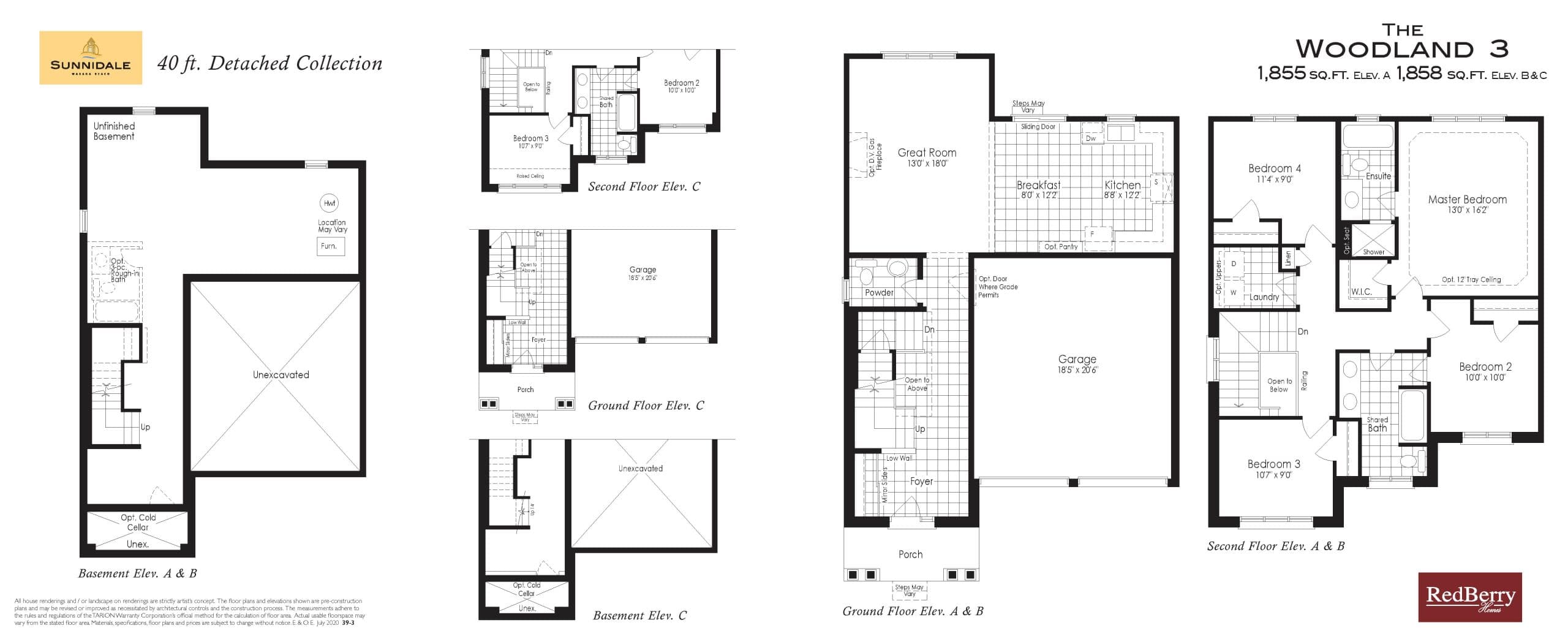 The Woodland 3 Floor Plan at Sunnidale - 1855 sq.ft