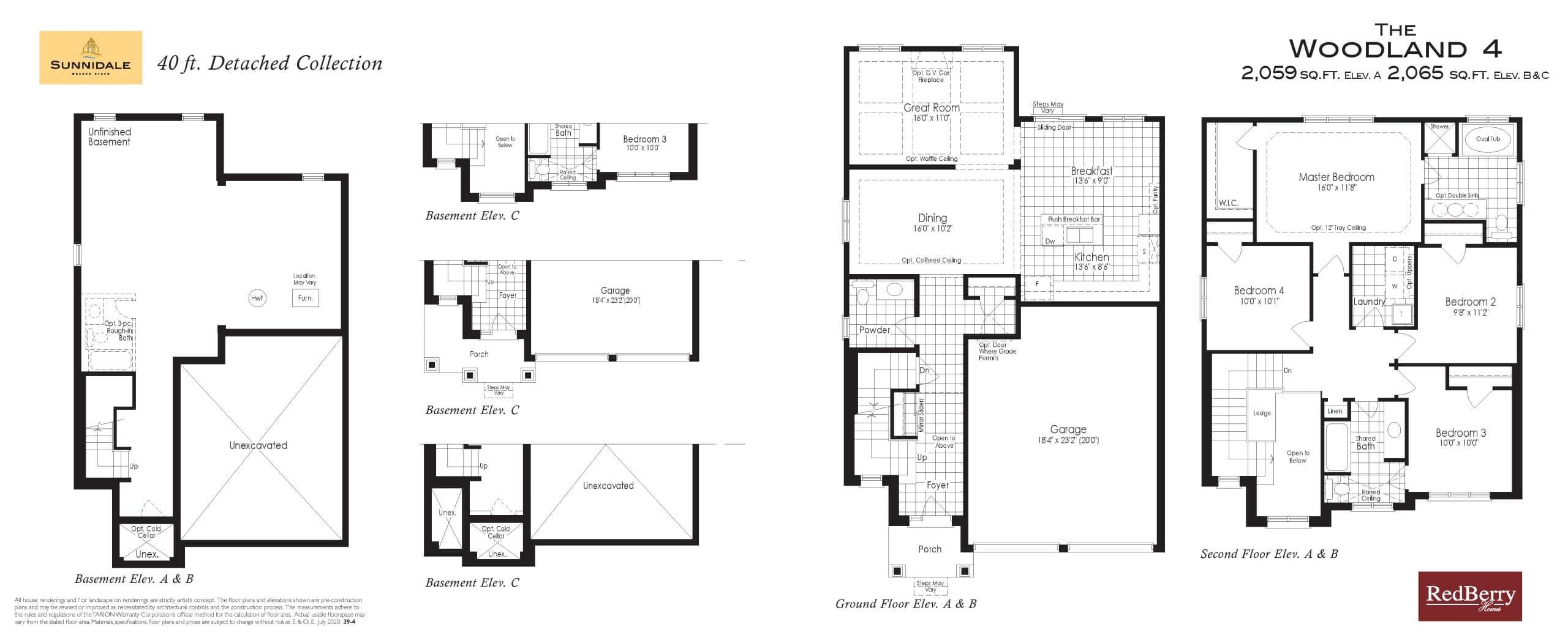 The Woodland 4 Floor Plan at Sunnidale - 2059 sq.ft