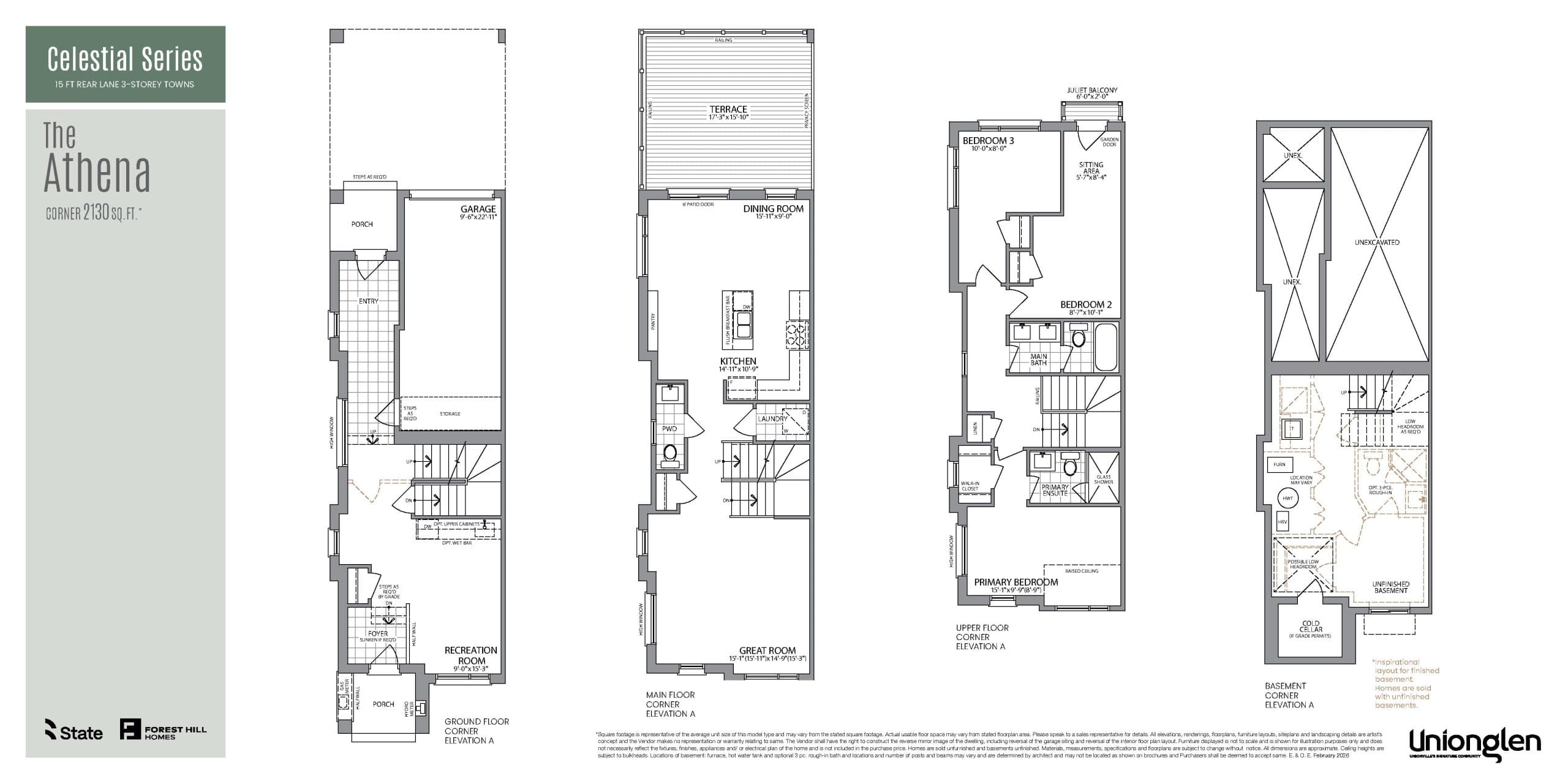 The Athena Floor Plan at Unionglen by Forest Hill Homes - 2130 sq.ft