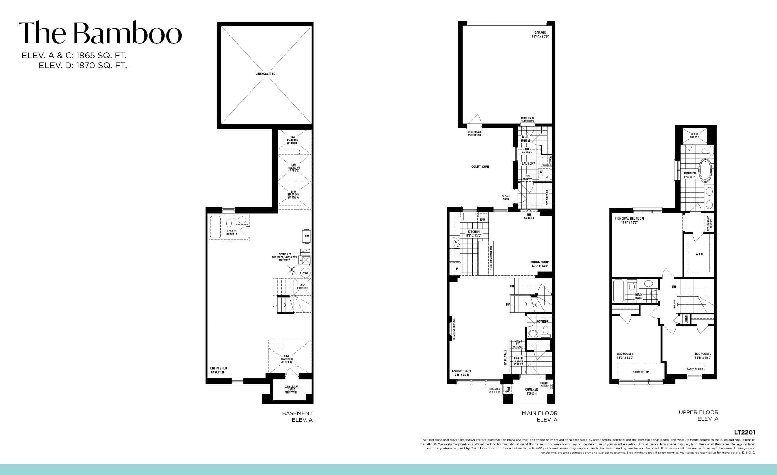 The Bamboo (Courtyard Towns) Floor Plan at Unionglen by OPUS Homes - 1865 sq.ft