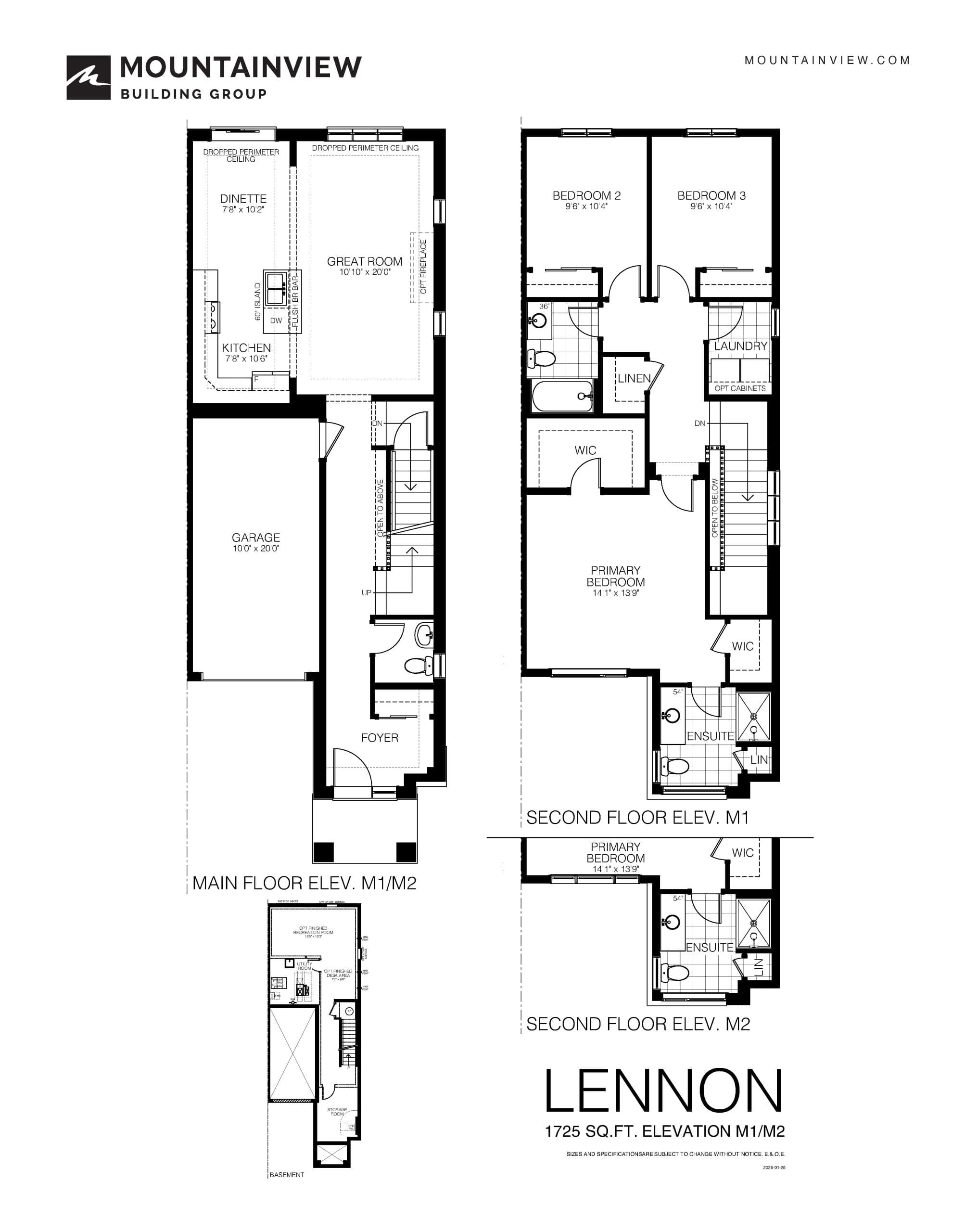 Lennon Floor Plan at West Creek Towns - 1725 sq.ft
